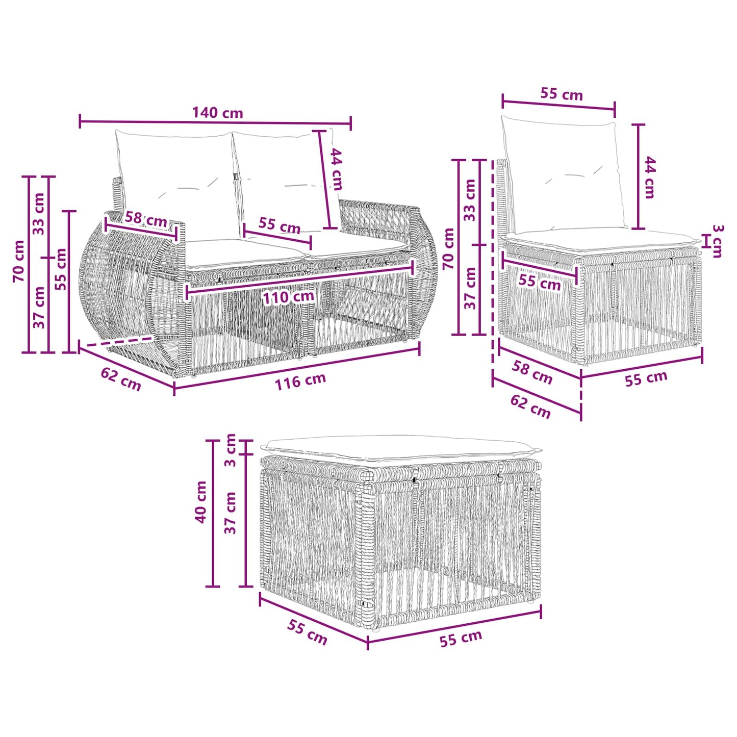 Tuinbankenset 10 pcs Grijs en Donkergrijs poly rattan is nu te koop bij PeponiXL, paradijselijk wonen!