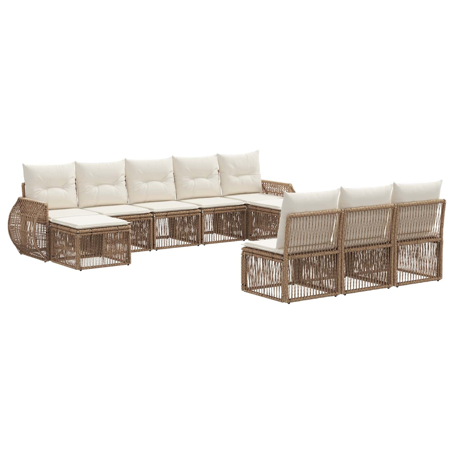 Tuinbankenset 10 pcs Beige en Crème Wit poly rattan is nu te koop bij PeponiXL, paradijselijk wonen!