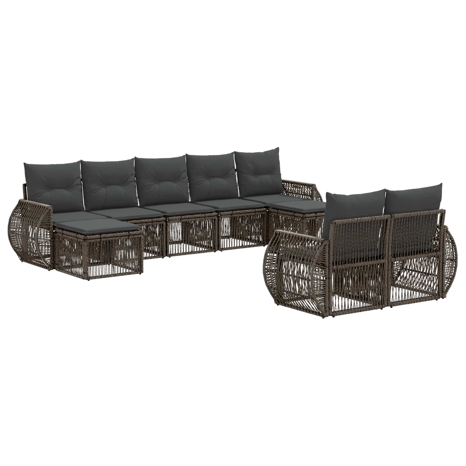 Tuinbankenset 9 pcs Grijs en Donkergrijs poly rattan is nu te koop bij PeponiXL, paradijselijk wonen!