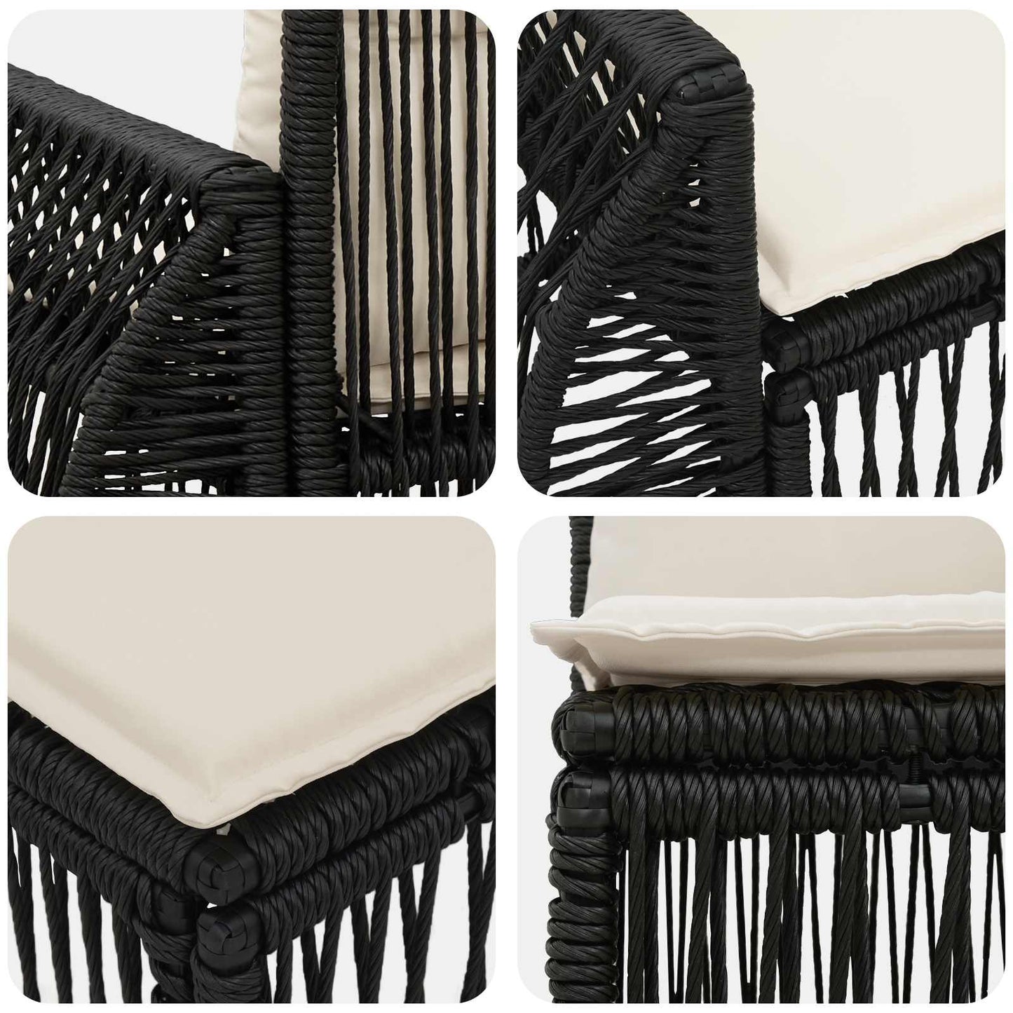 Tuinbankenset 10 pcs Zwart en Cream Wit poly rattan is nu te koop bij PeponiXL, paradijselijk wonen!