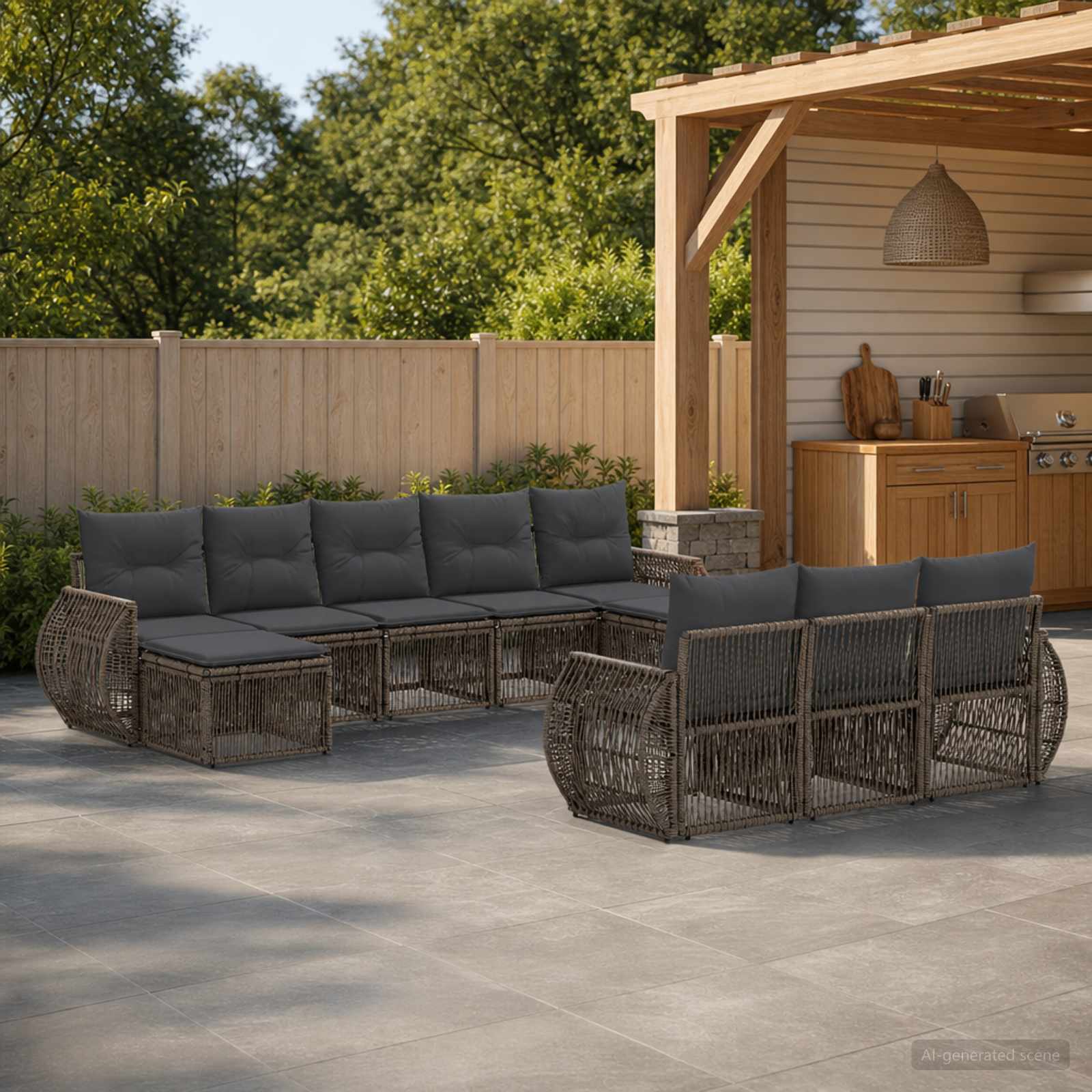 Tuinbankenset 10 pcs Grijs en Donkergrijs poly rattan is nu te koop bij PeponiXL, paradijselijk wonen!