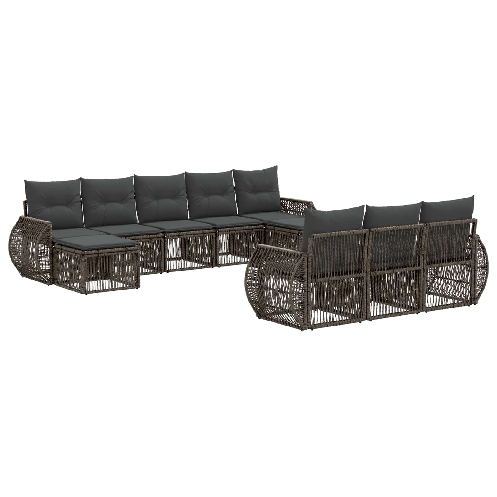 Tuinbankenset 10 pcs Grijs en Donkergrijs poly rattan is nu te koop bij PeponiXL, paradijselijk wonen!