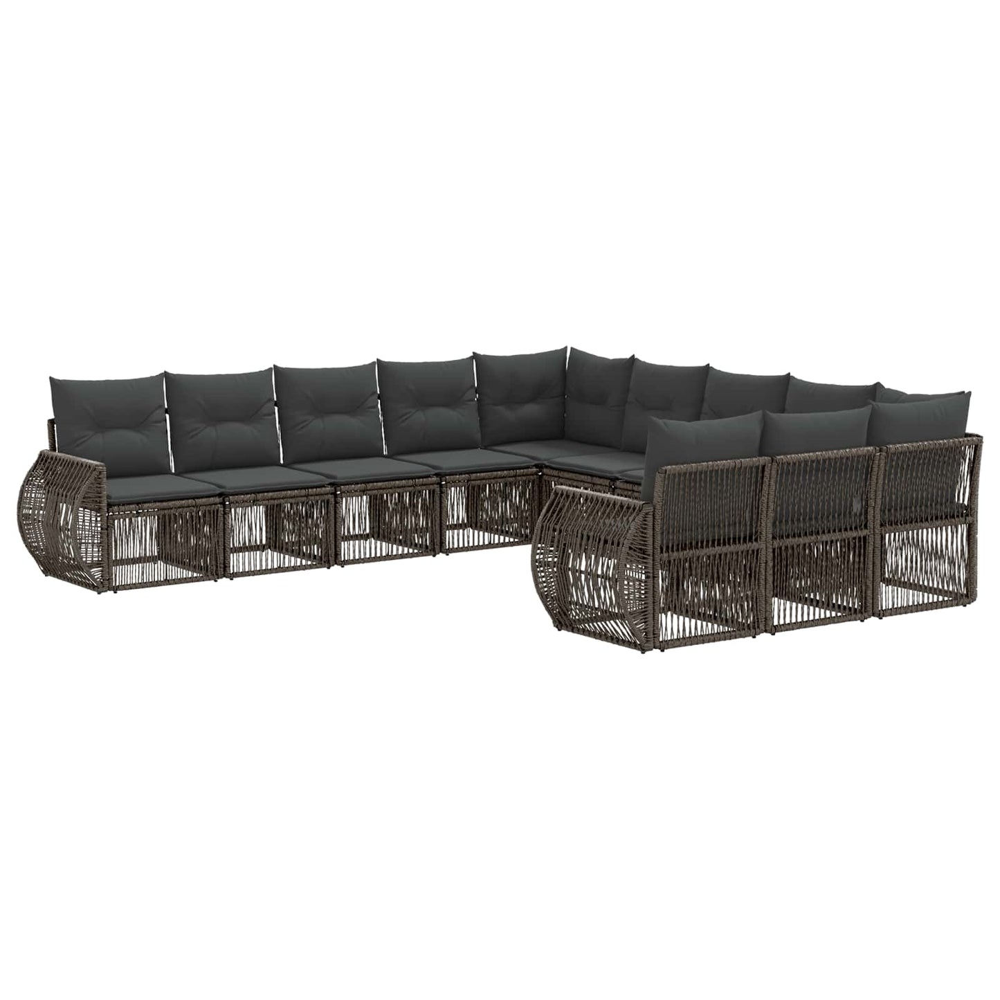 Tuinbankenset 11 pcs Grijs en Donkergrijs poly rattan is nu te koop bij PeponiXL, paradijselijk wonen!
