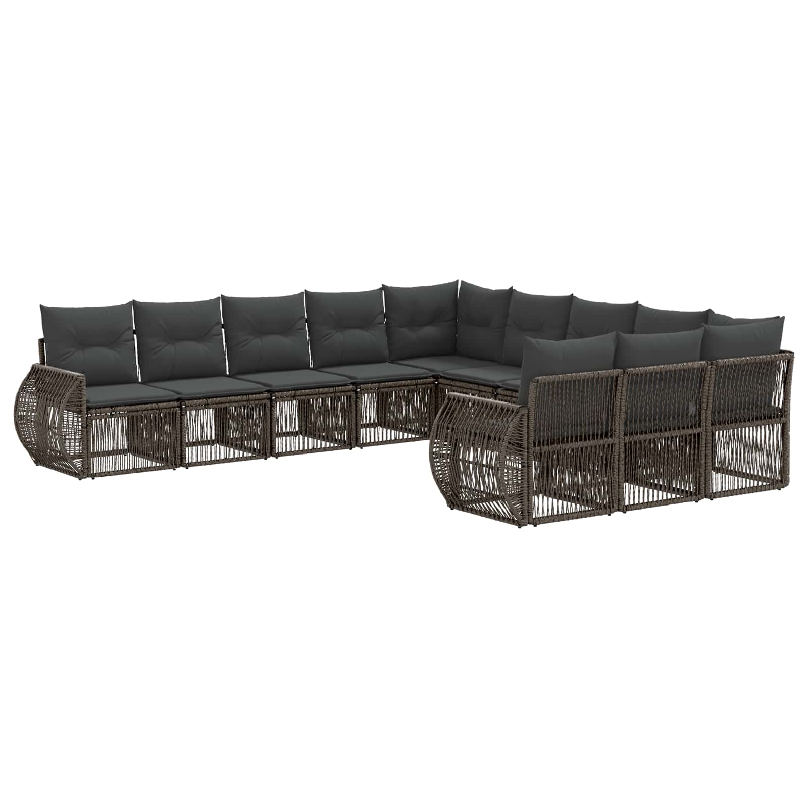 Tuinbankenset 11 pcs Grijs en Donkergrijs poly rattan is nu te koop bij PeponiXL, paradijselijk wonen!