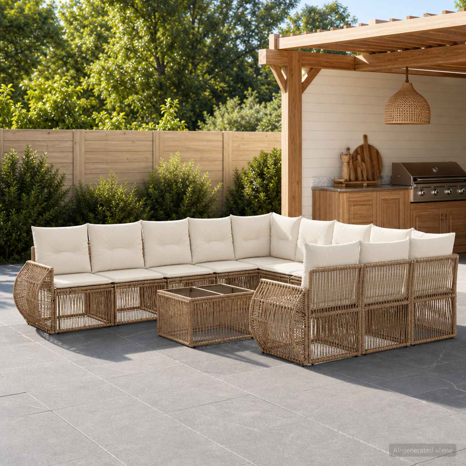 Tuinbankenset 12 pcs Beige en Crème Wit poly rattan is nu te koop bij PeponiXL, paradijselijk wonen!