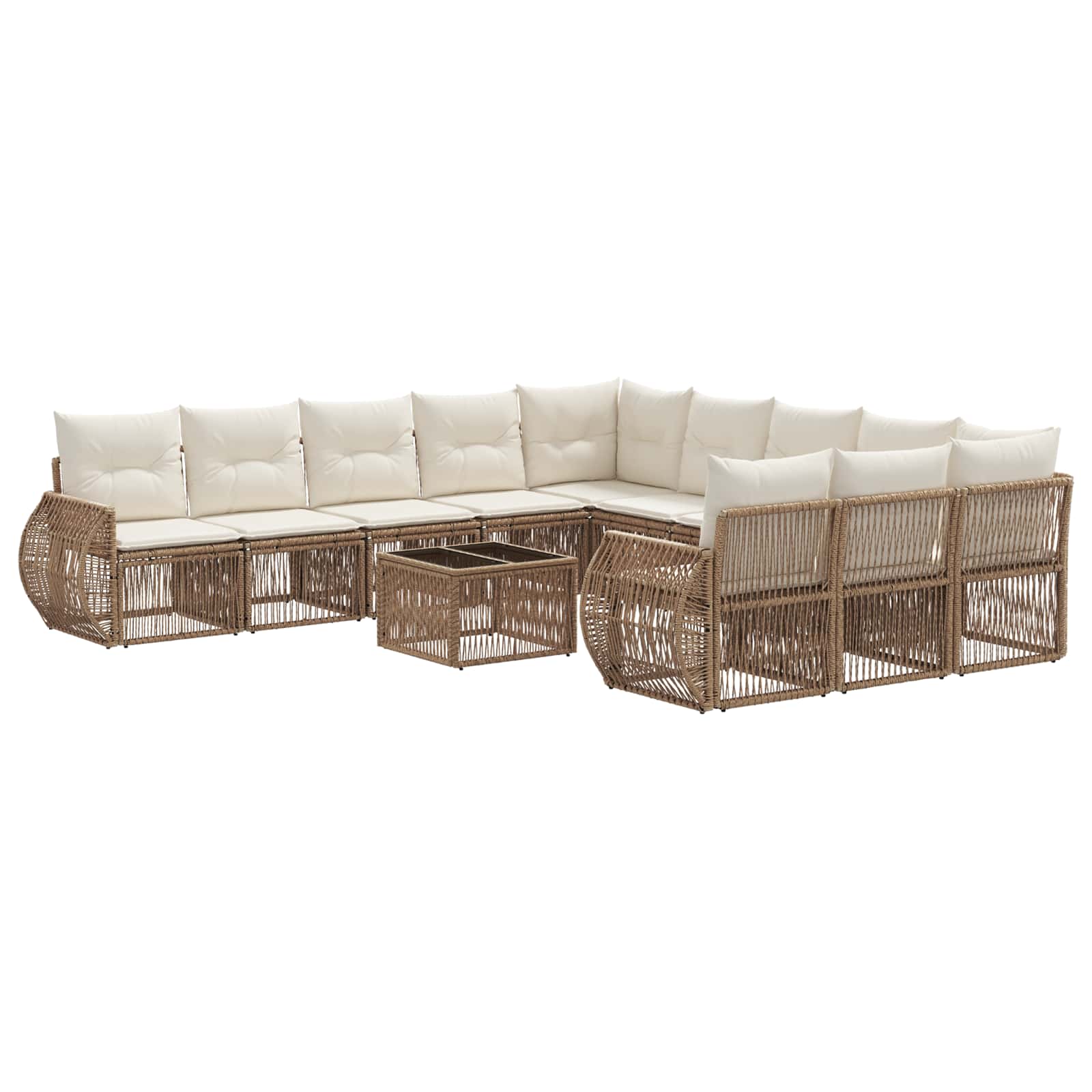 Tuinbankenset 12 pcs Beige en Crème Wit poly rattan is nu te koop bij PeponiXL, paradijselijk wonen!
