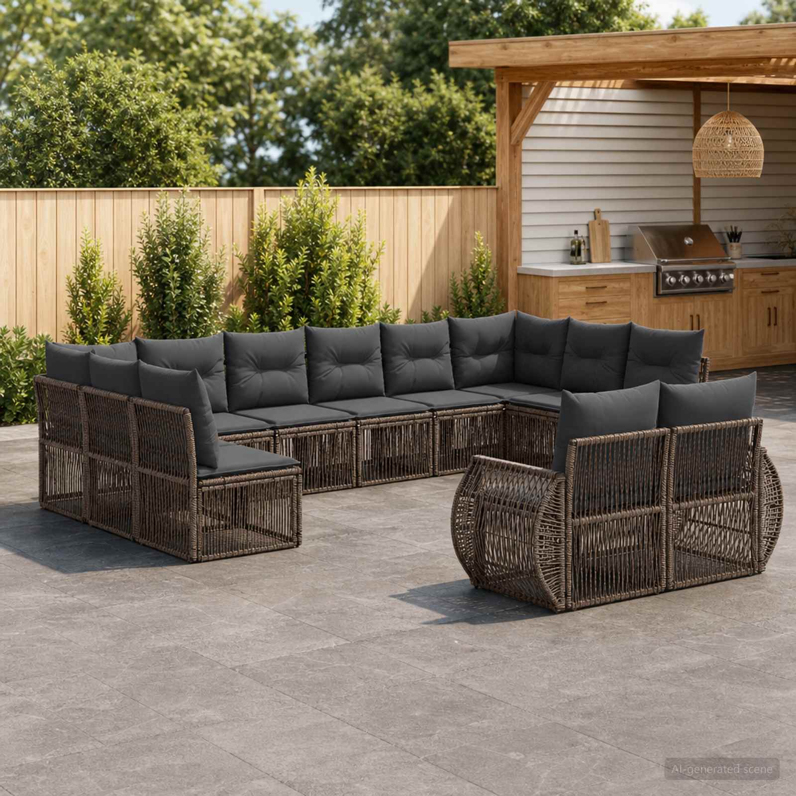 Tuinbankenset 12 pcs Grijs en Donkergrijs poly rattan is nu te koop bij PeponiXL, paradijselijk wonen!
