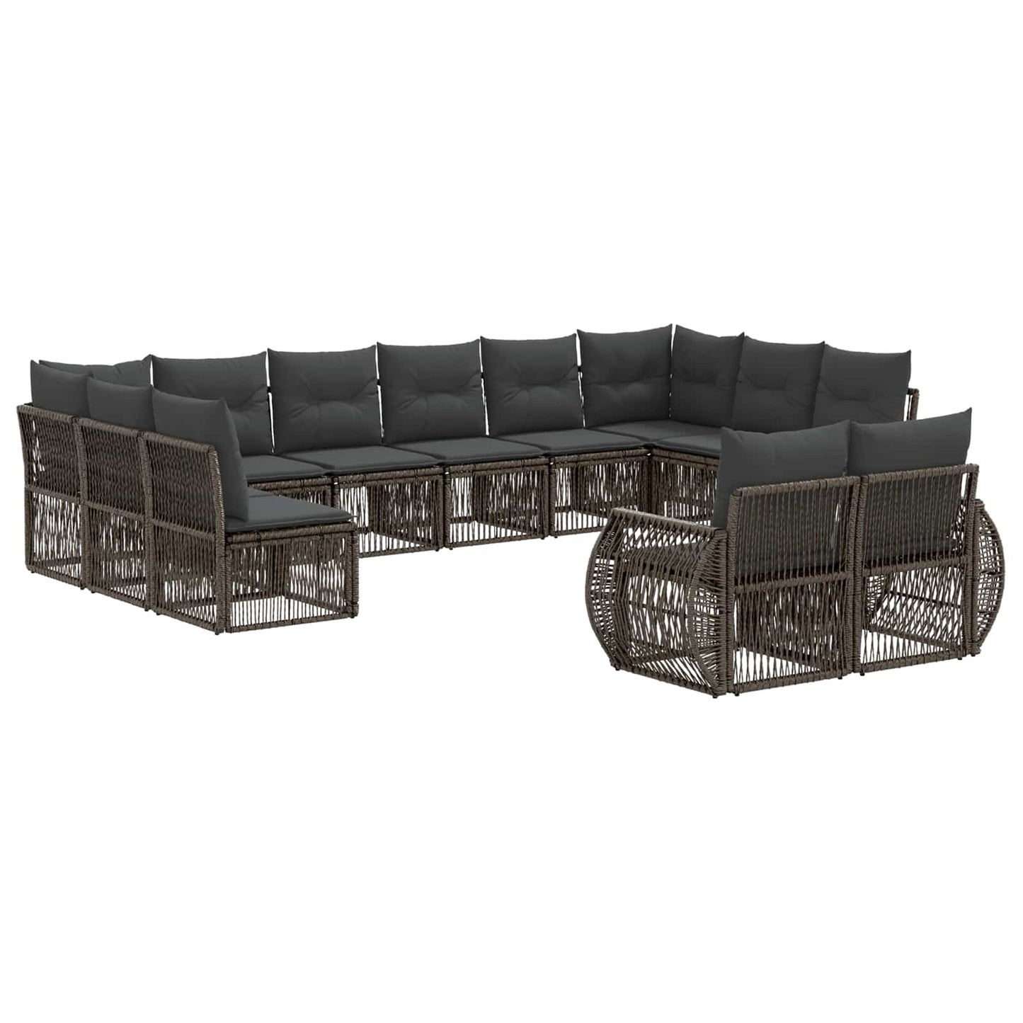 Tuinbankenset 12 pcs Grijs en Donkergrijs poly rattan is nu te koop bij PeponiXL, paradijselijk wonen!