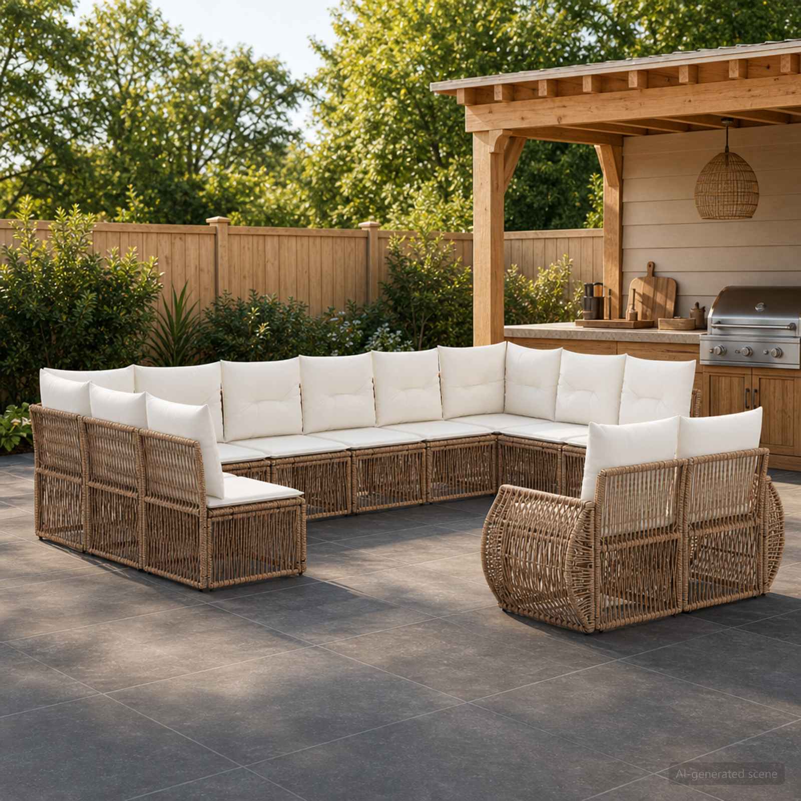 Tuinbankenset 12 pcs Beige en Crème Wit poly rattan is nu te koop bij PeponiXL, paradijselijk wonen!