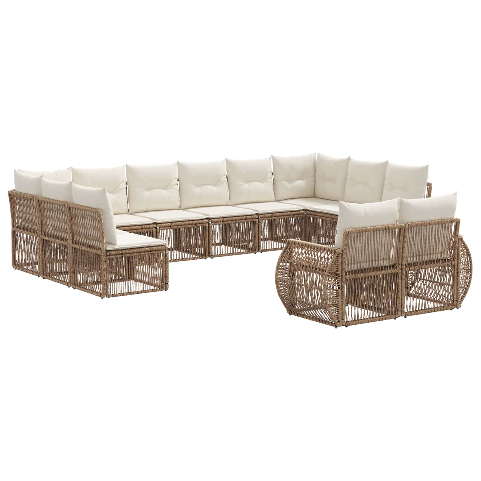 Tuinbankenset 12 pcs Beige en Crème Wit poly rattan is nu te koop bij PeponiXL, paradijselijk wonen!