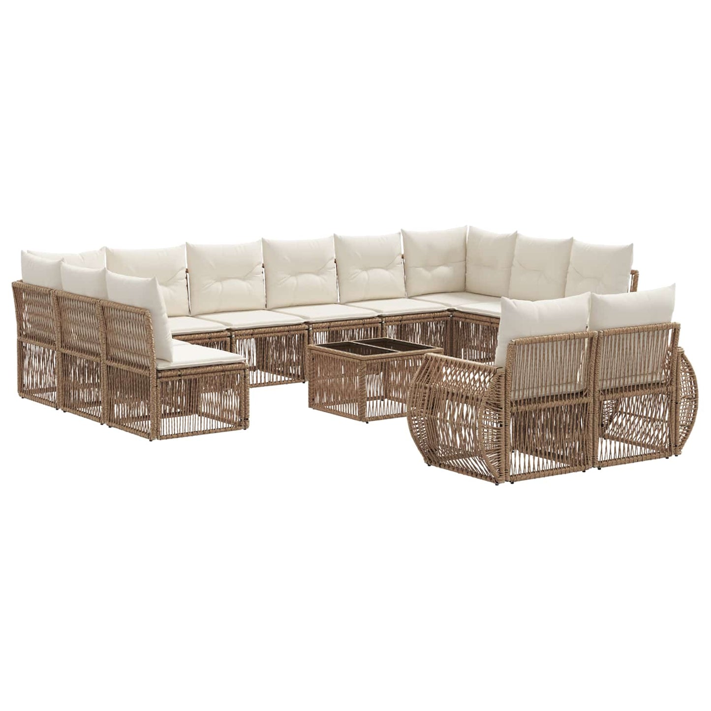Tuinbankenset 13 pcs Beige en Crème Wit poly rattan is nu te koop bij PeponiXL, paradijselijk wonen!