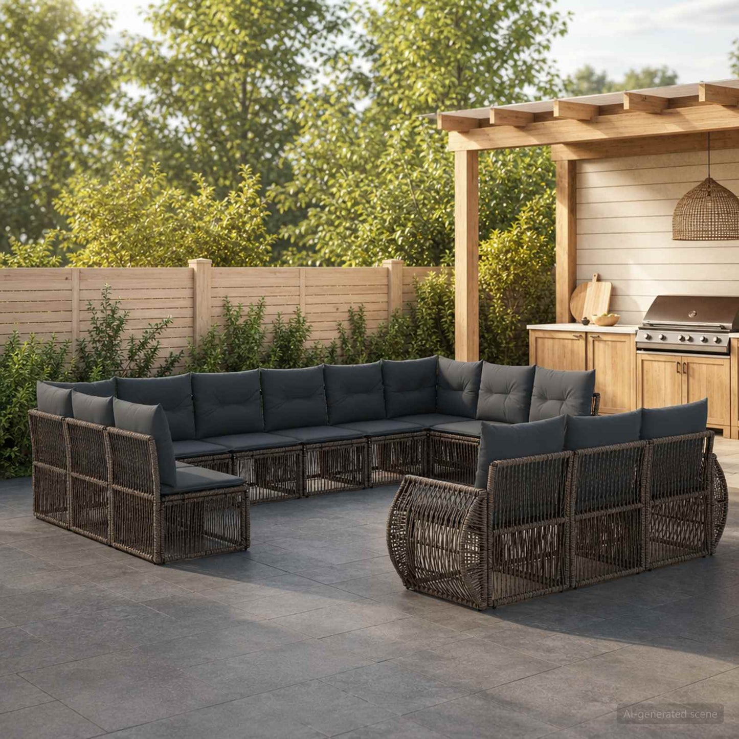 Tuinbankenset 13 pcs Grijs en Donkergrijs poly rattan is nu te koop bij PeponiXL, paradijselijk wonen!