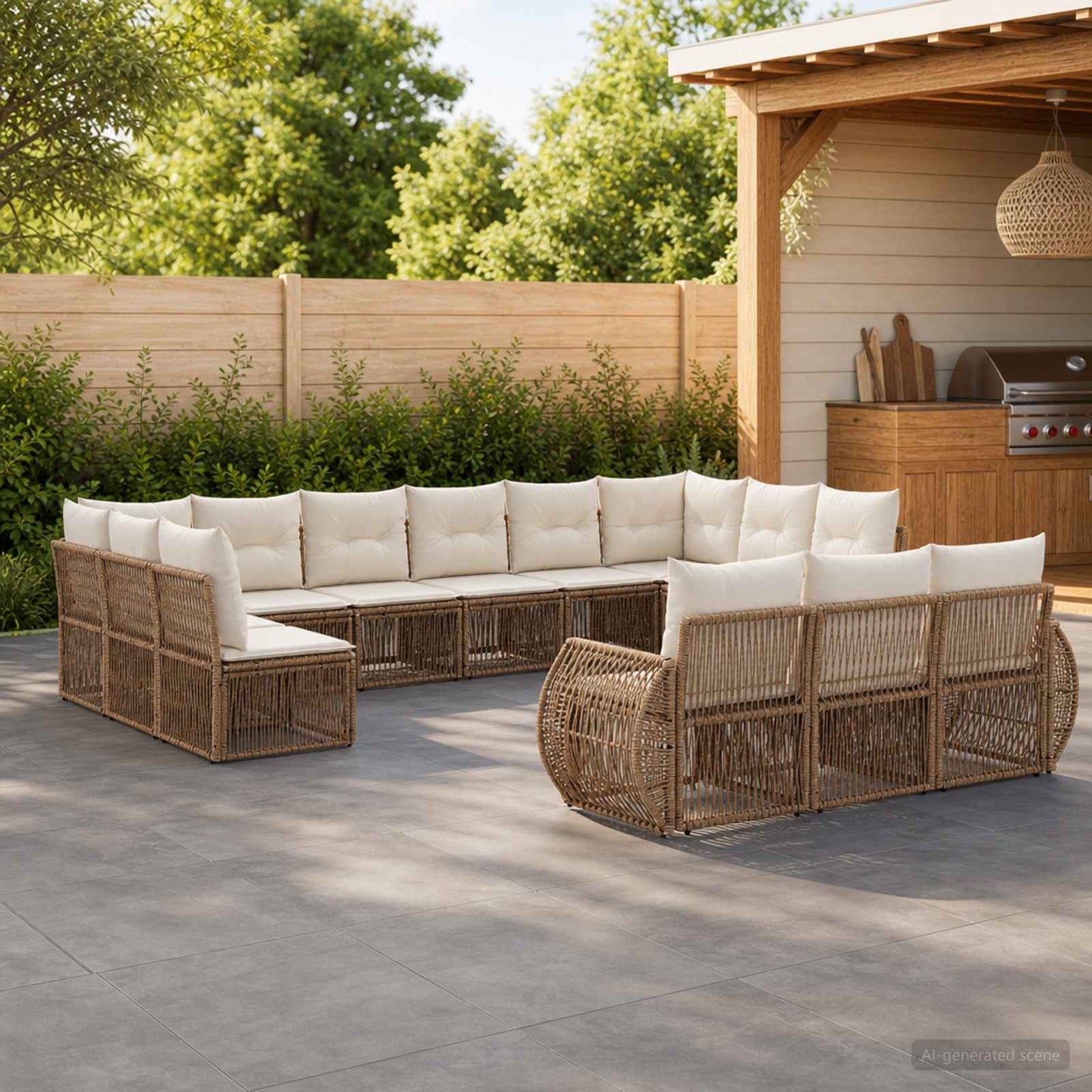 Tuinbankenset 13 pcs Beige en Crème Wit poly rattan is nu te koop bij PeponiXL, paradijselijk wonen!