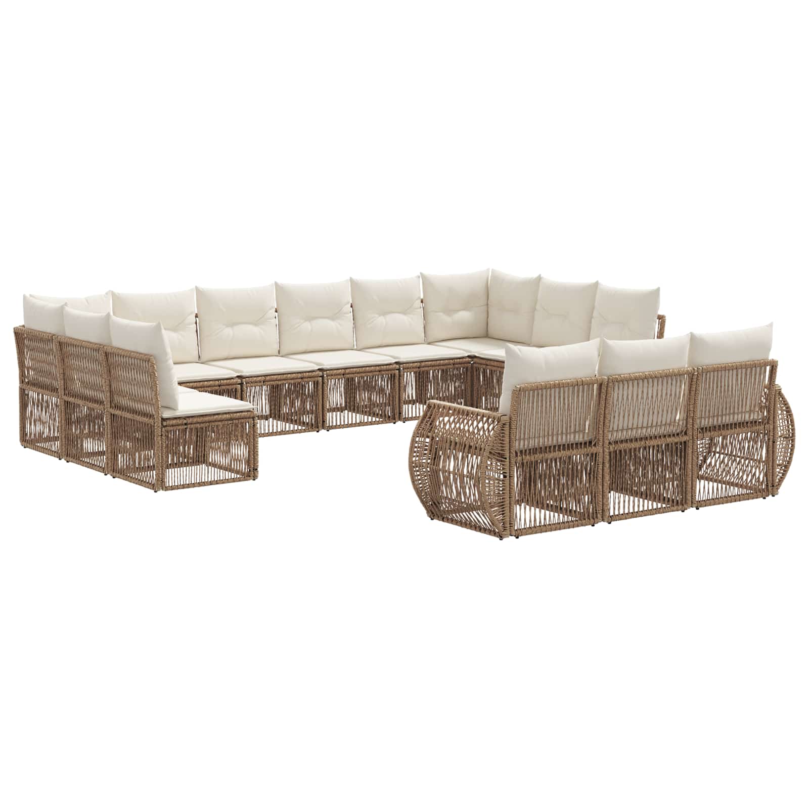 Tuinbankenset 13 pcs Beige en Crème Wit poly rattan is nu te koop bij PeponiXL, paradijselijk wonen!