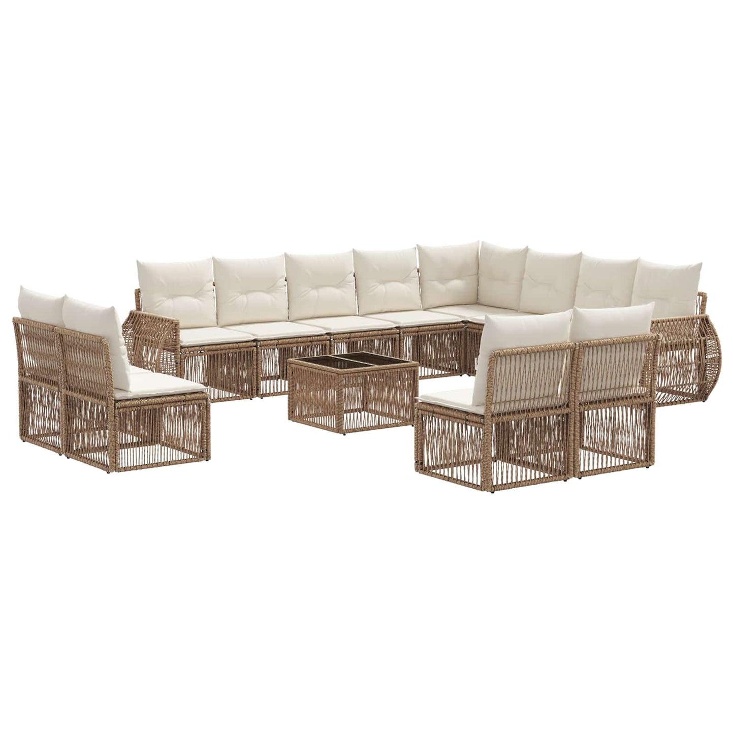 Tuinbankenset 13 pcs Beige en Crème Wit poly rattan is nu te koop bij PeponiXL, paradijselijk wonen!