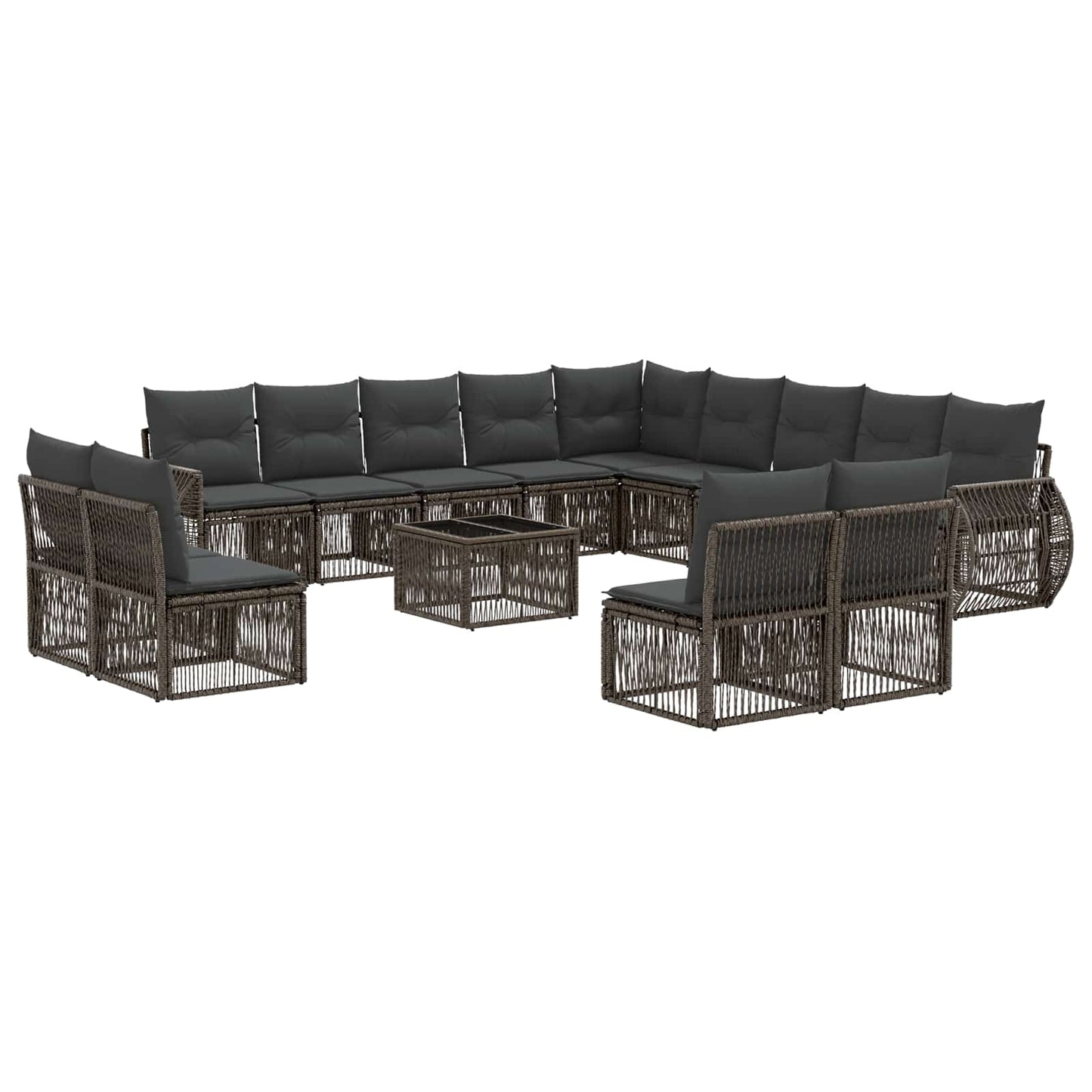 Tuinbankenset 14 pcs Grijs en Donkergrijs poly rattan is nu te koop bij PeponiXL, paradijselijk wonen!