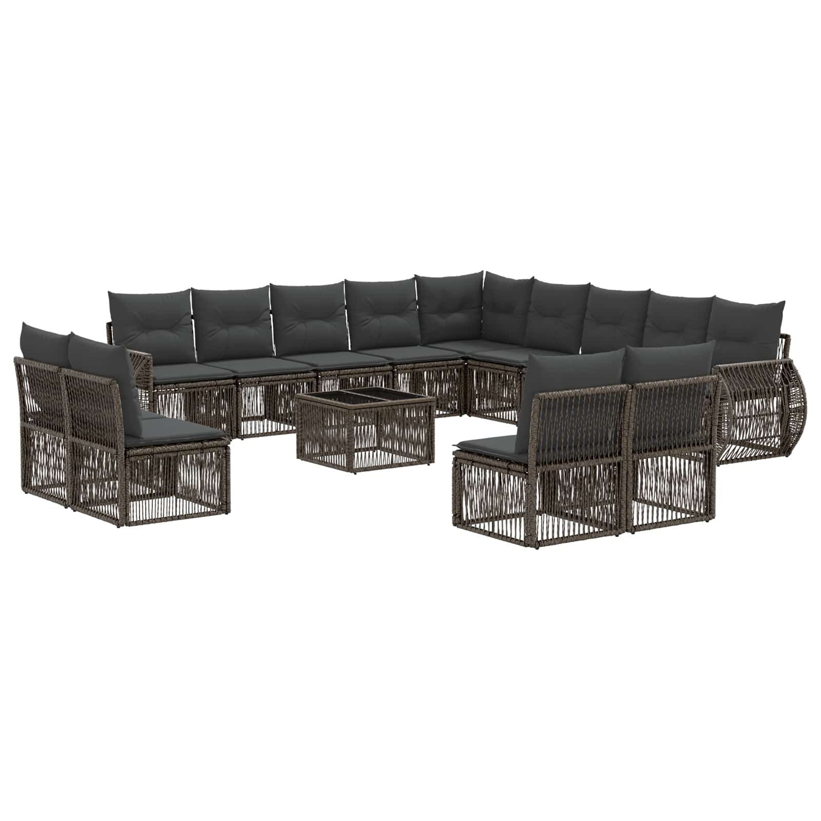 Tuinbankenset 14 pcs Grijs en Donkergrijs poly rattan is nu te koop bij PeponiXL, paradijselijk wonen!