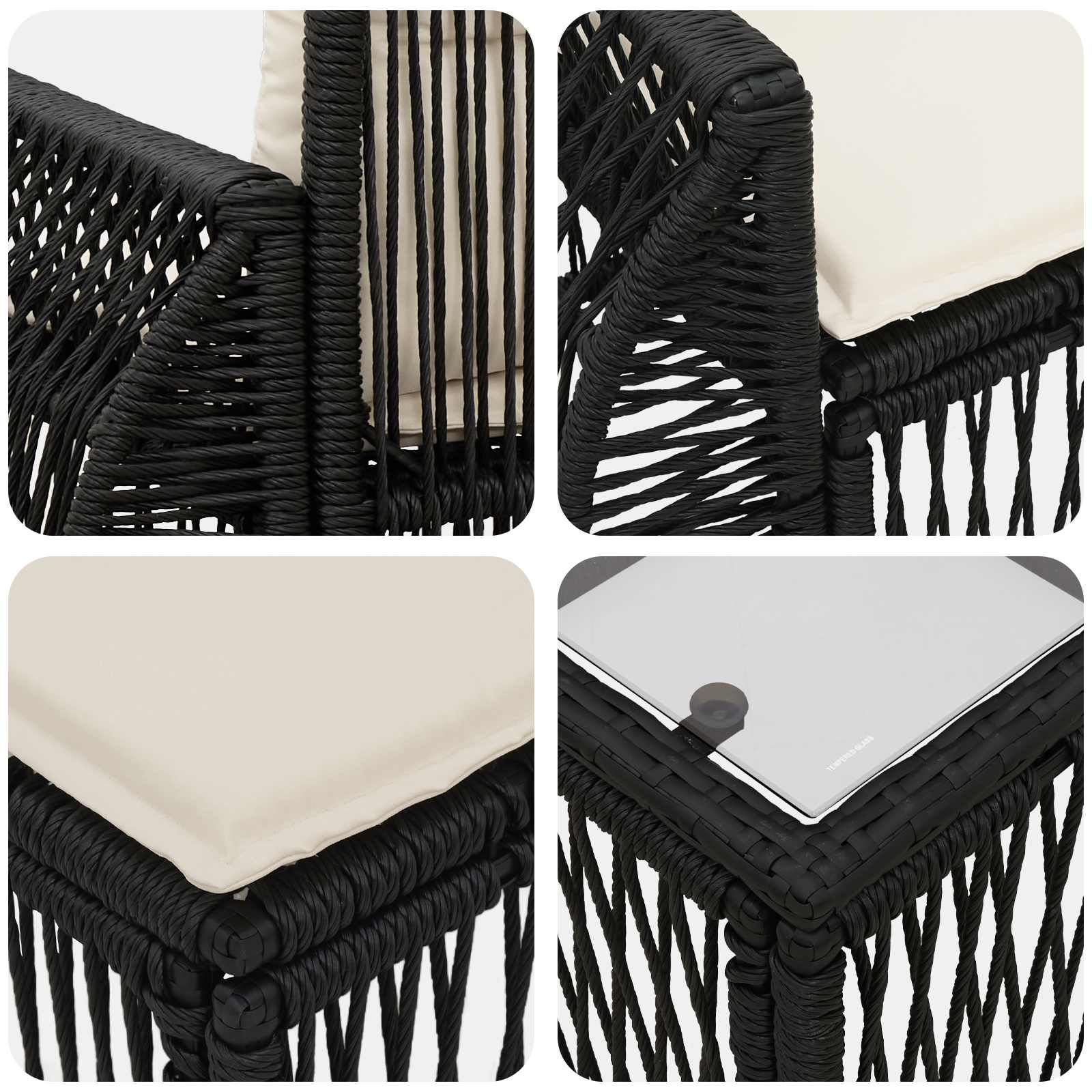 Tuinbankenset 12 pcs Zwart en Cream Wit poly rattan is nu te koop bij PeponiXL, paradijselijk wonen!