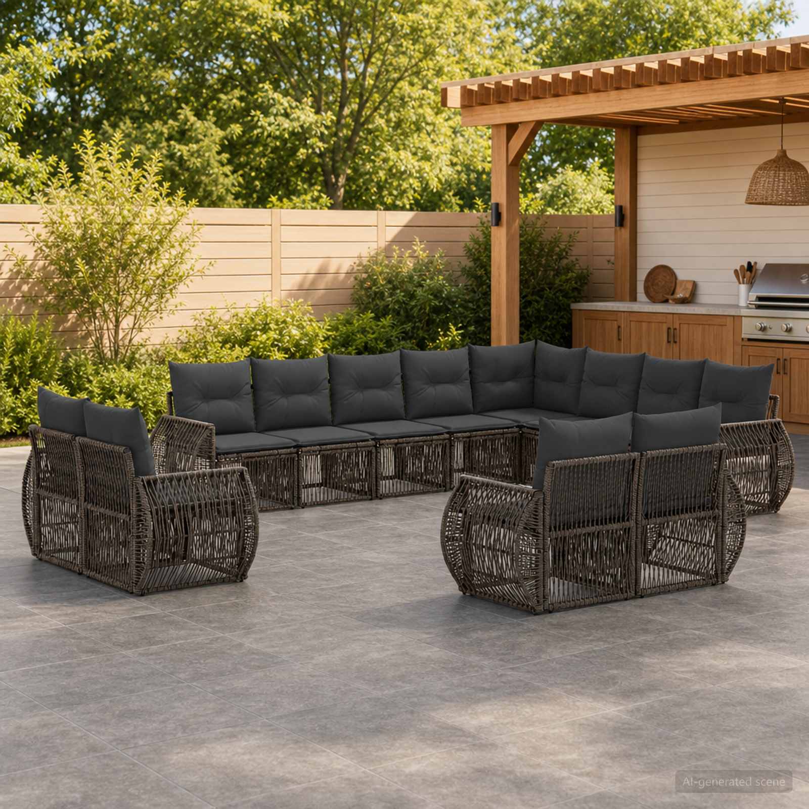 Tuinbankenset 12 pcs Grijs en Donkergrijs poly rattan is nu te koop bij PeponiXL, paradijselijk wonen!