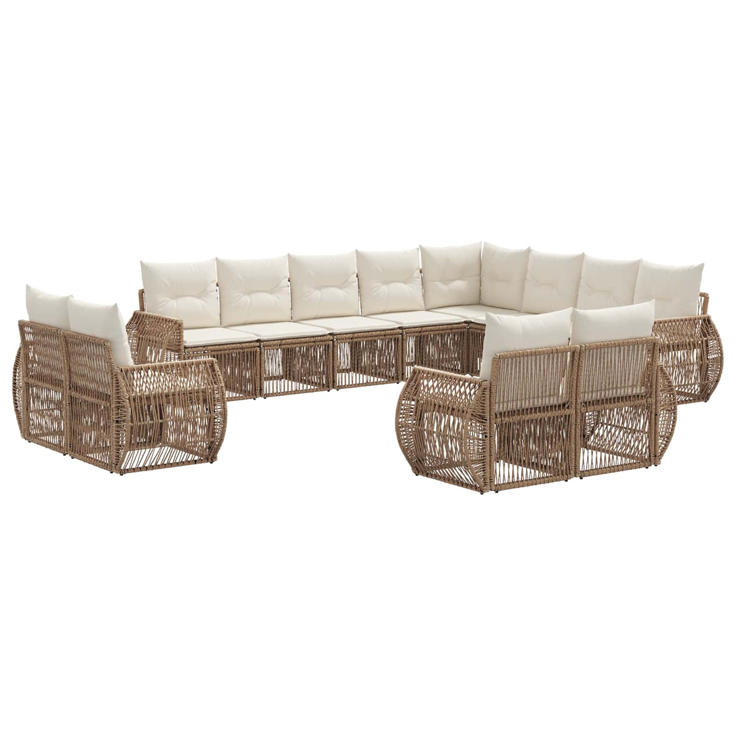 Tuinbankenset 12 pcs Beige en Crème Wit poly rattan is nu te koop bij PeponiXL, paradijselijk wonen!