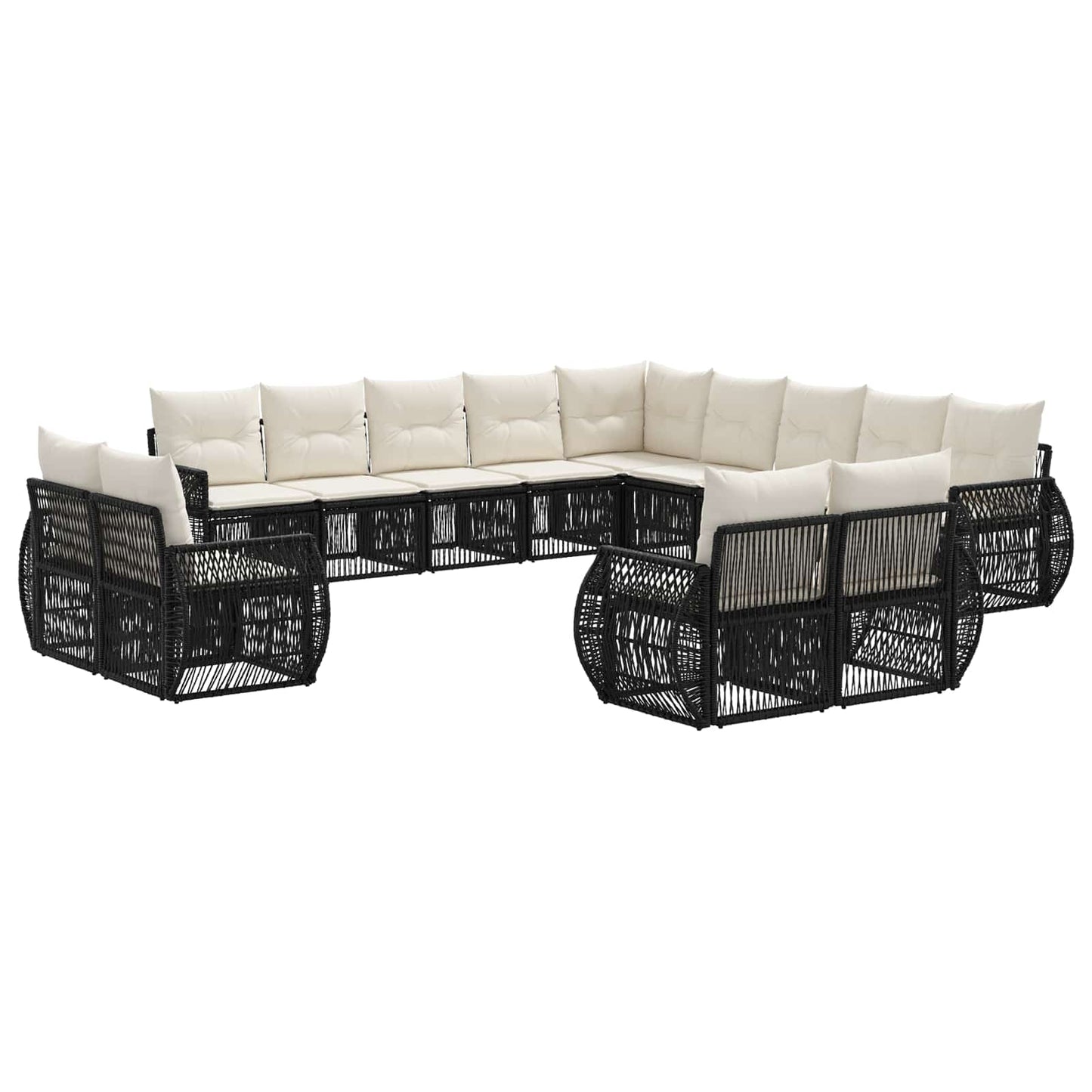 Tuinbankenset 13 pcs Zwart en Cream Wit poly rattan is nu te koop bij PeponiXL, paradijselijk wonen!