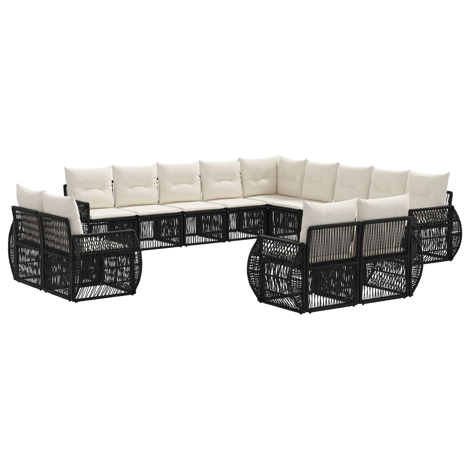 Tuinbankenset 13 pcs Zwart en Cream Wit poly rattan is nu te koop bij PeponiXL, paradijselijk wonen!