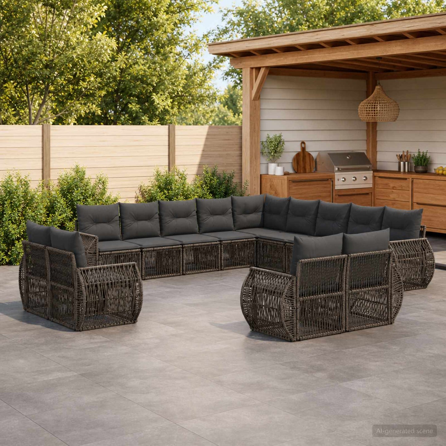 Tuinbankenset 13 pcs Grijs en Donkergrijs poly rattan is nu te koop bij PeponiXL, paradijselijk wonen!