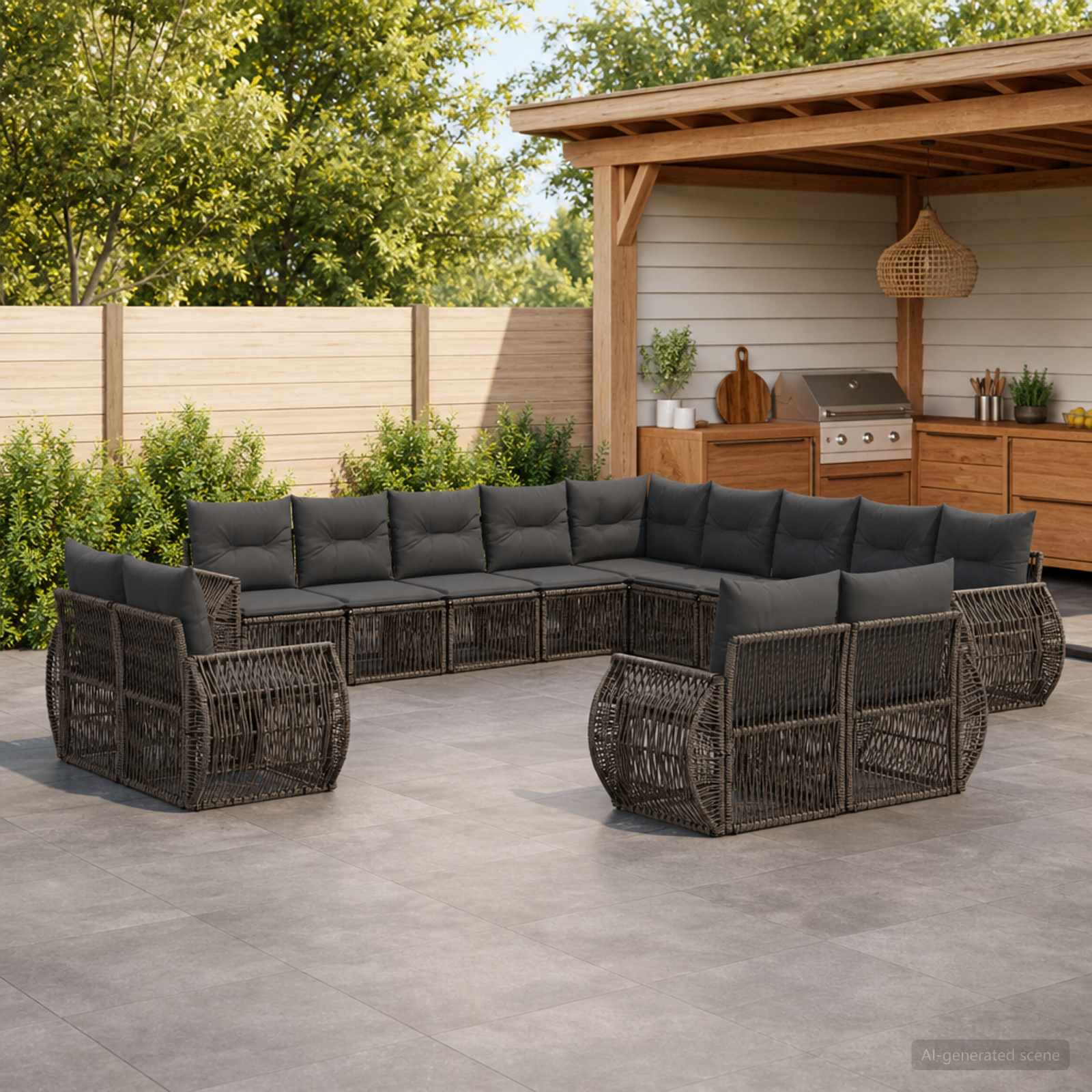 Tuinbankenset 13 pcs Grijs en Donkergrijs poly rattan is nu te koop bij PeponiXL, paradijselijk wonen!