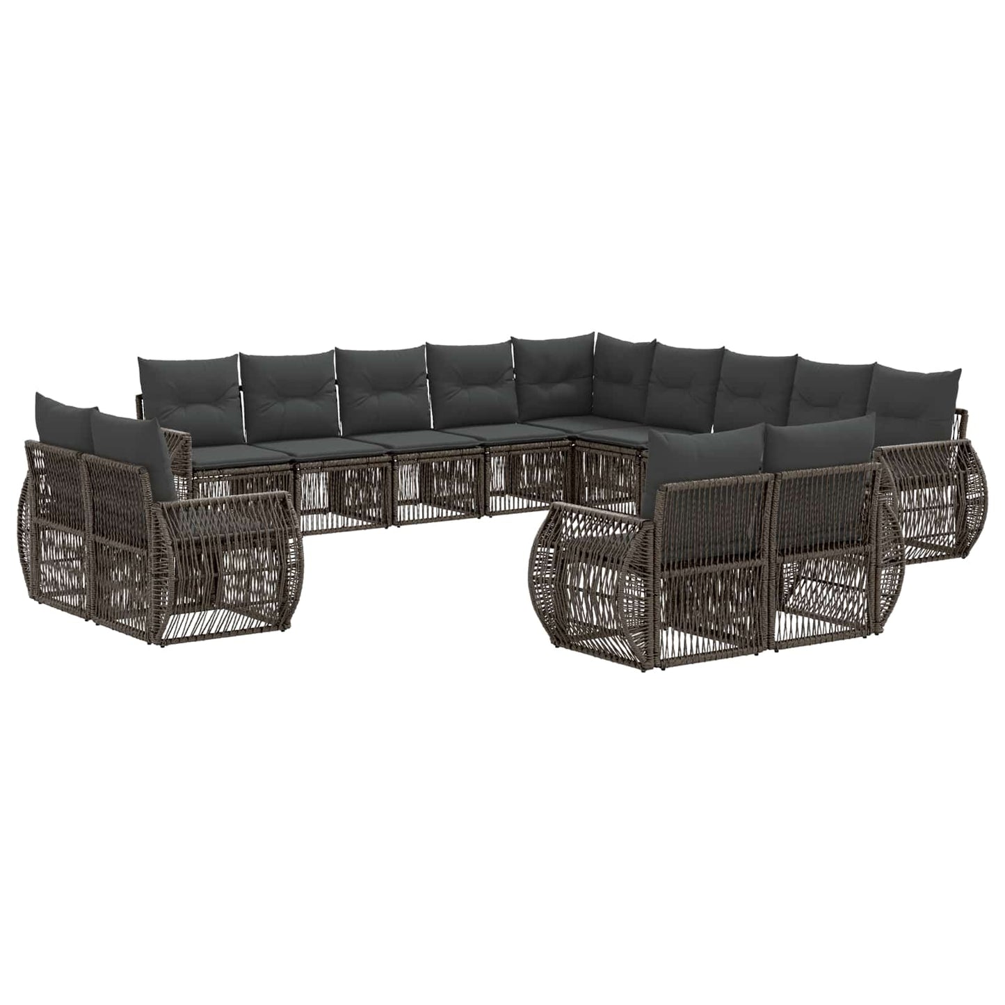 Tuinbankenset 13 pcs Grijs en Donkergrijs poly rattan is nu te koop bij PeponiXL, paradijselijk wonen!