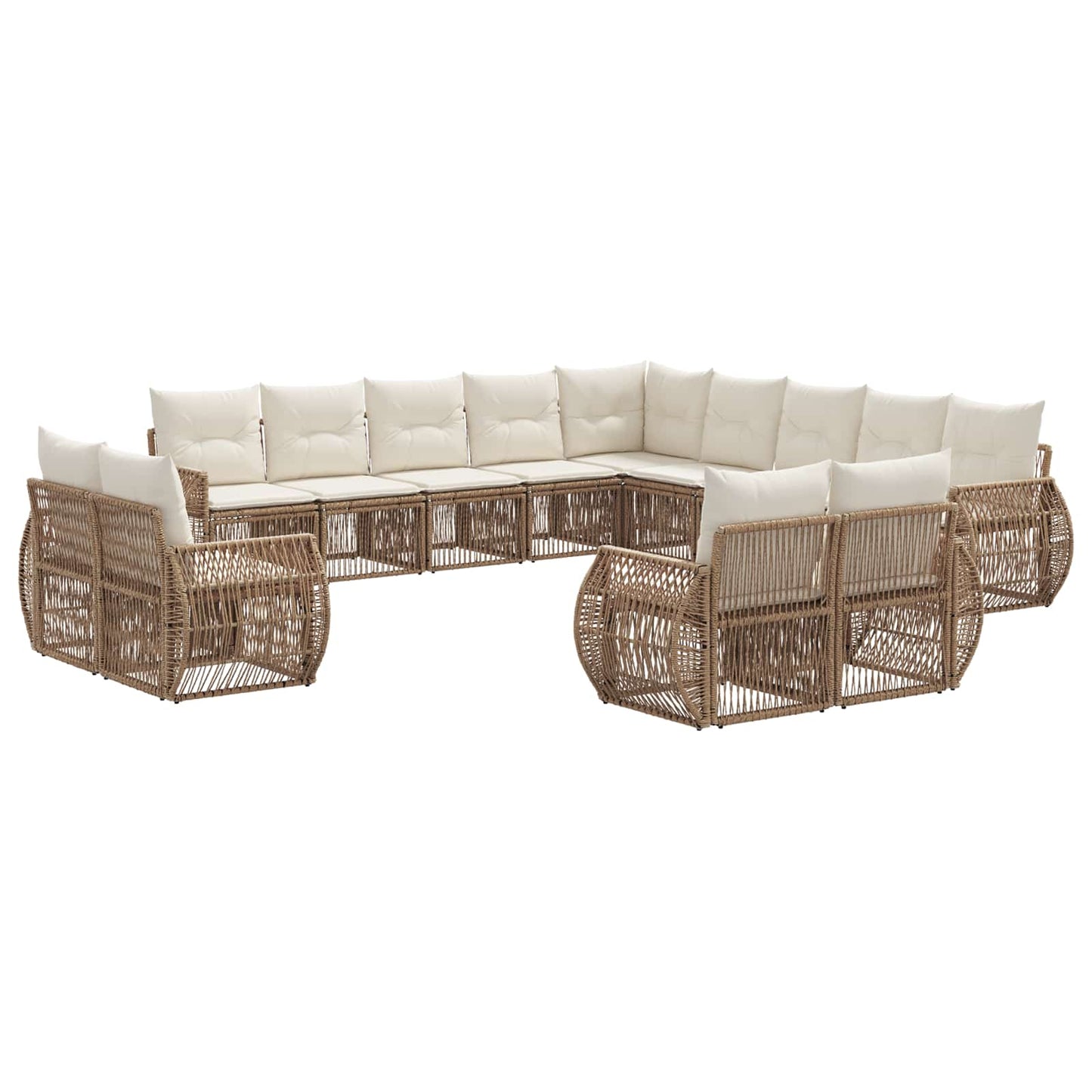 Tuinbankenset 13 pcs Beige en Crème Wit poly rattan is nu te koop bij PeponiXL, paradijselijk wonen!