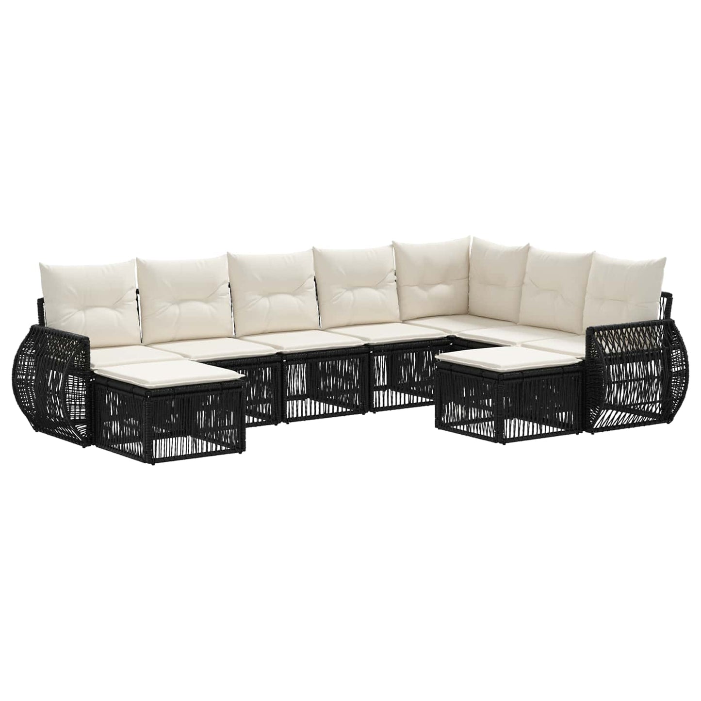 Tuinbankenset 9 pcs Zwart poly rattan is nu te koop bij PeponiXL, paradijselijk wonen!