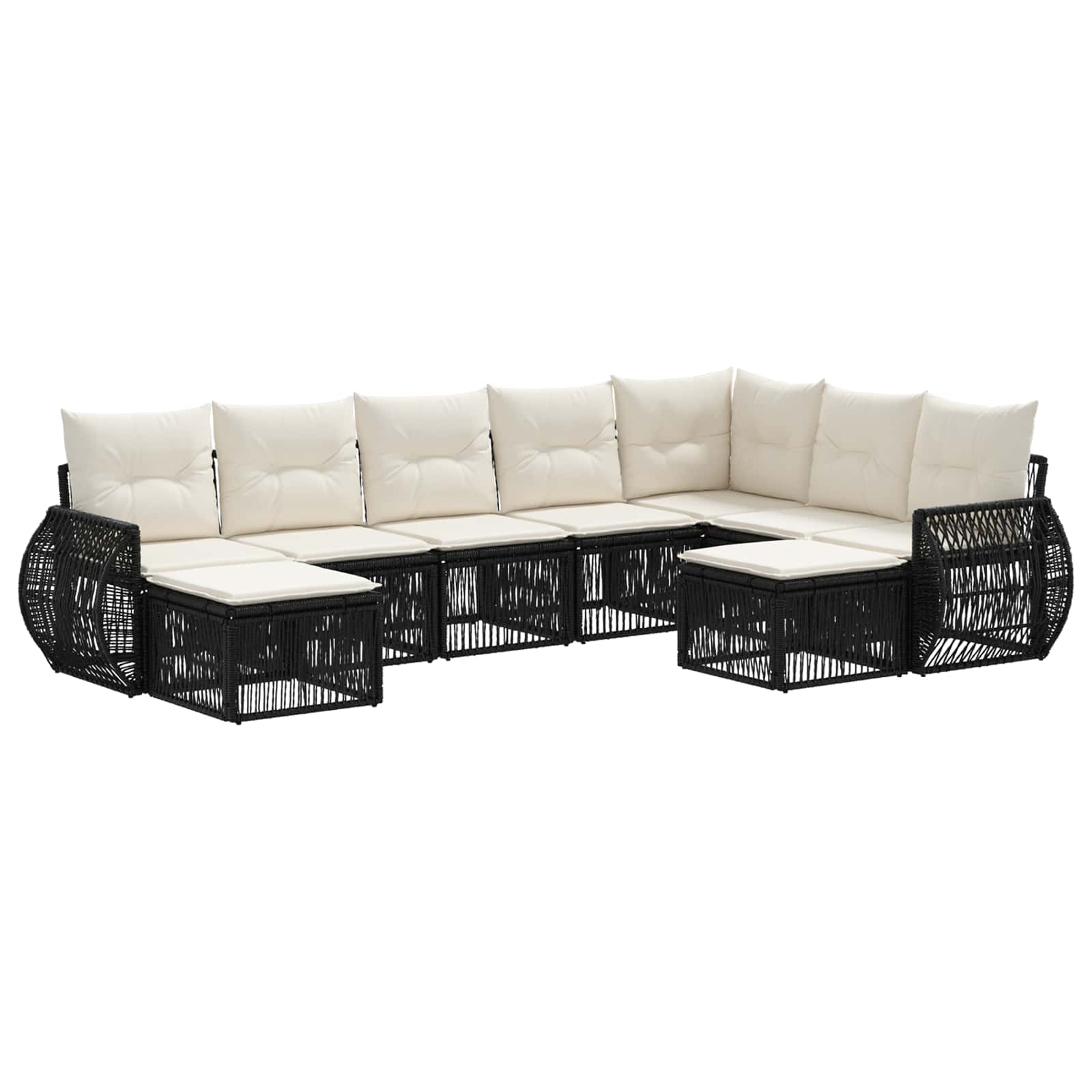 Tuinbankenset 9 pcs Zwart poly rattan is nu te koop bij PeponiXL, paradijselijk wonen!