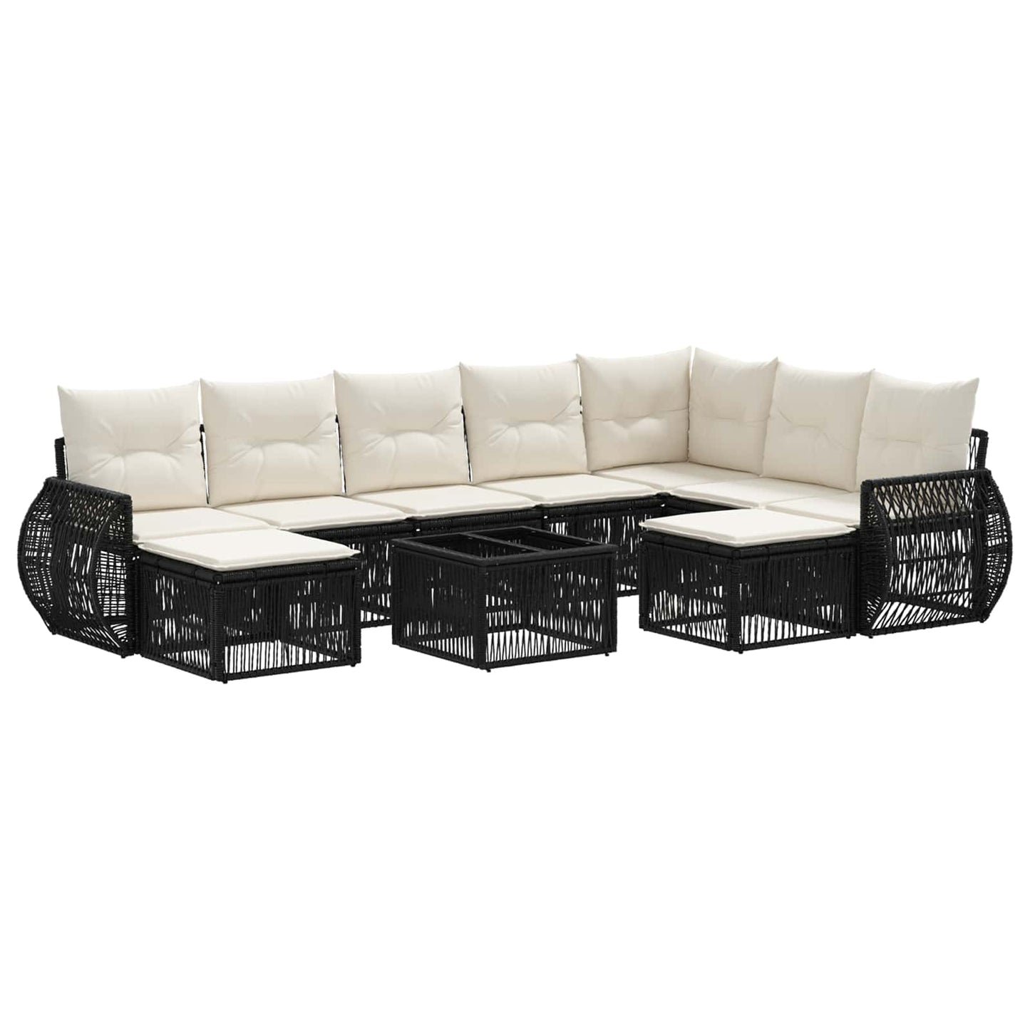 Tuinbankenset 10 pcs Zwart poly rattan is nu te koop bij PeponiXL, paradijselijk wonen!