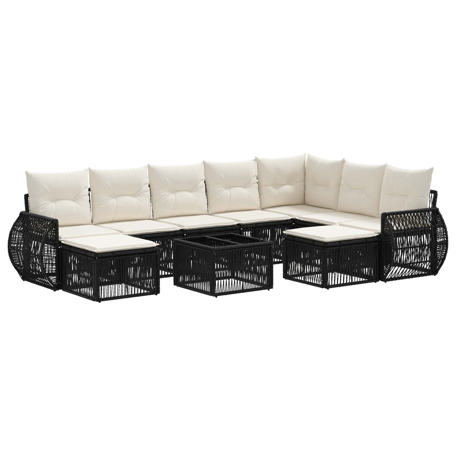 Tuinbankenset 10 pcs Zwart poly rattan is nu te koop bij PeponiXL, paradijselijk wonen!