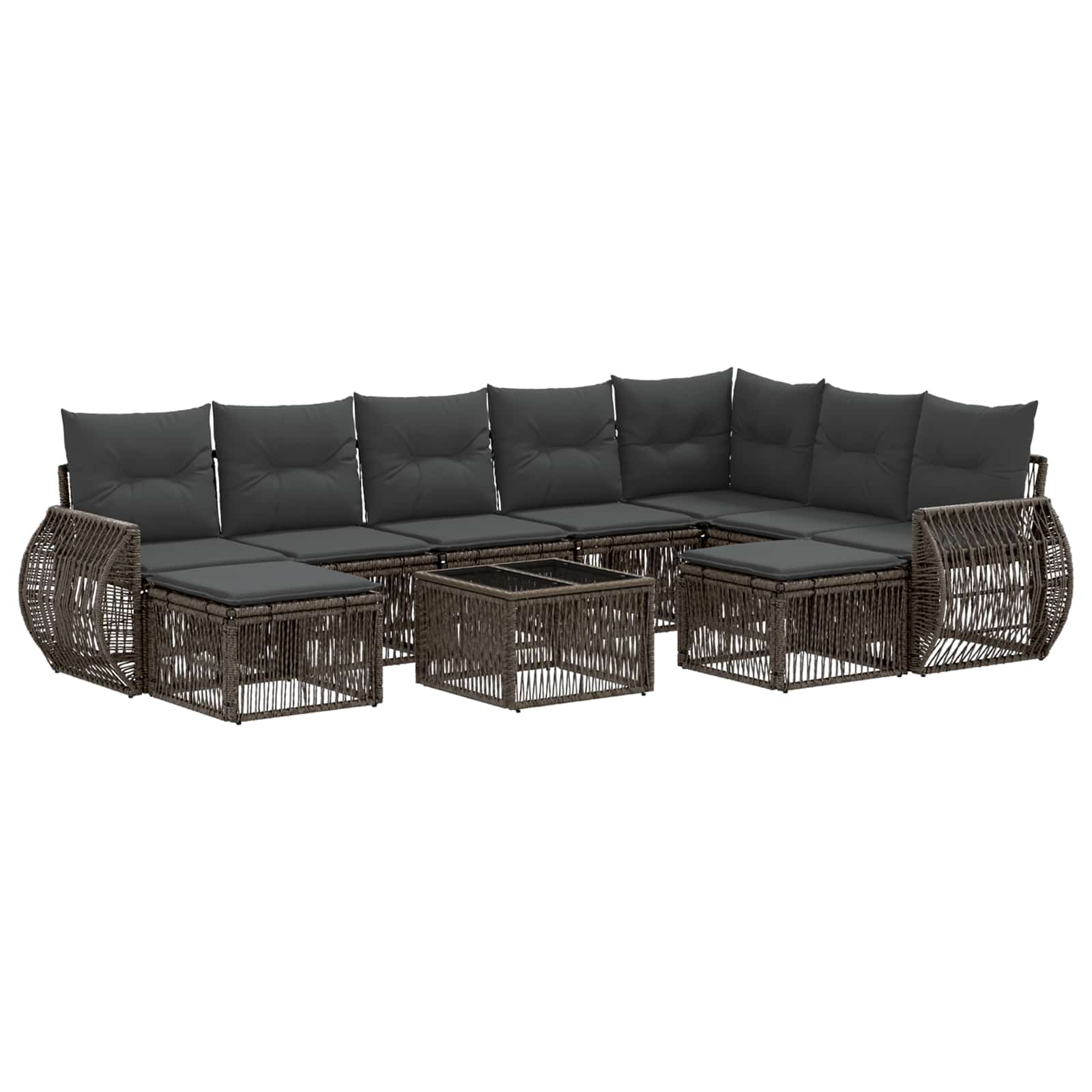 Tuinbankenset 10 pcs Grijs poly rattan is nu te koop bij PeponiXL, paradijselijk wonen!