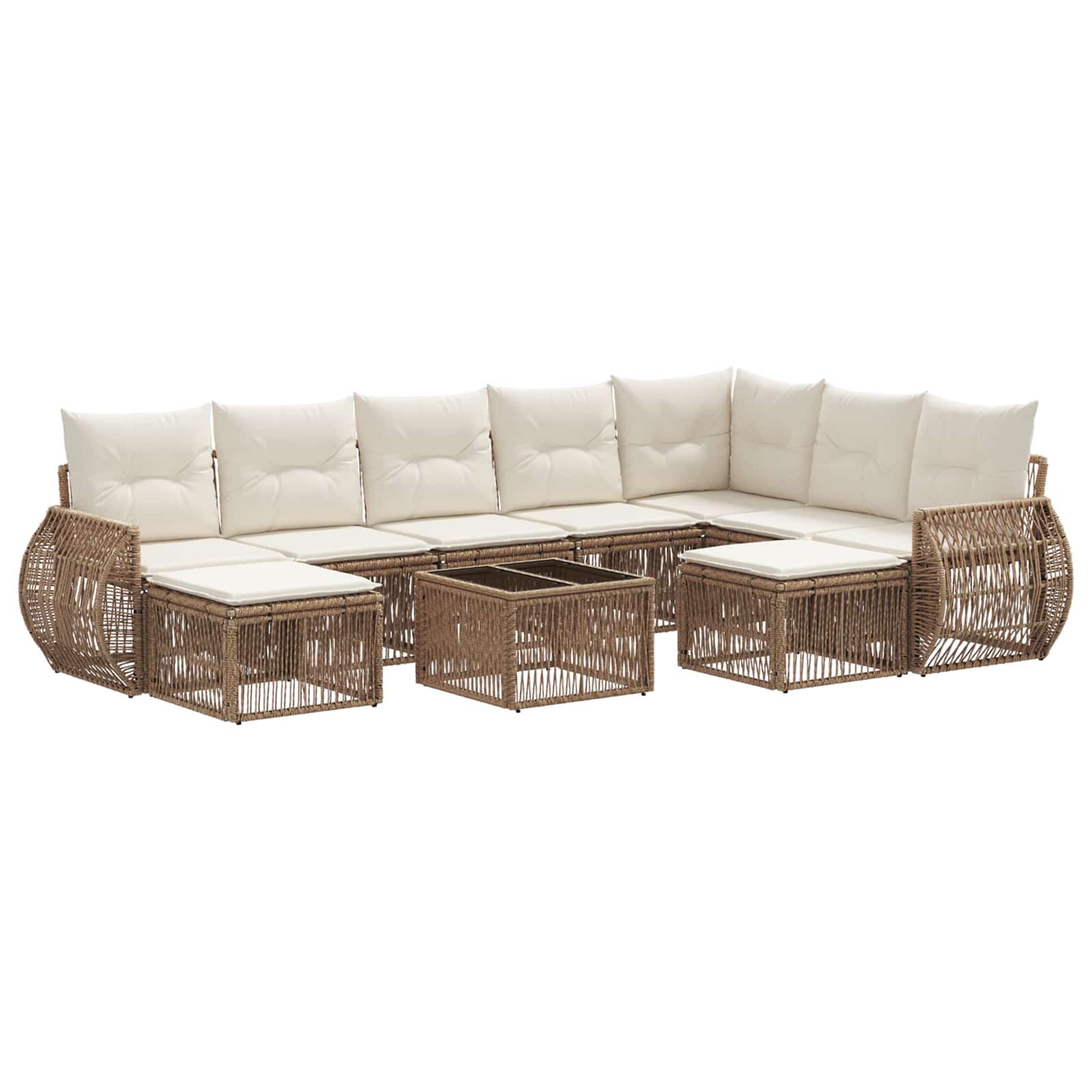 Tuinbankenset 10 pcs Beige poly rattan is nu te koop bij PeponiXL, paradijselijk wonen!