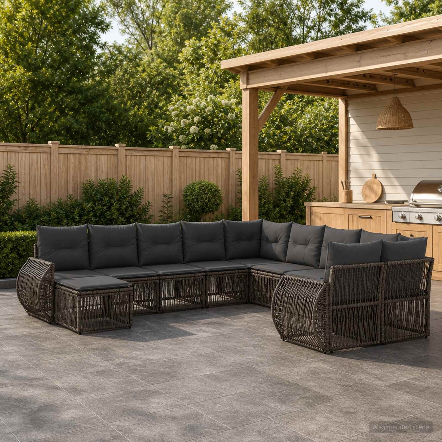 Tuinbankenset 11 pcs Grijs poly rattan is nu te koop bij PeponiXL, paradijselijk wonen!