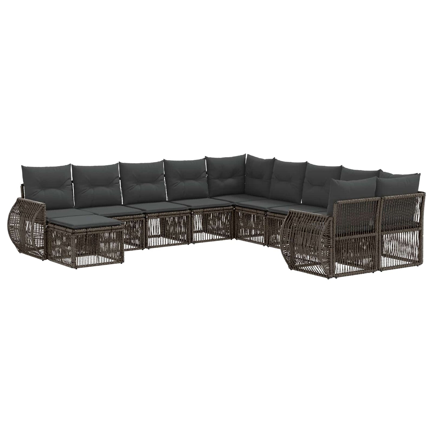 Tuinbankenset 11 pcs Grijs poly rattan is nu te koop bij PeponiXL, paradijselijk wonen!