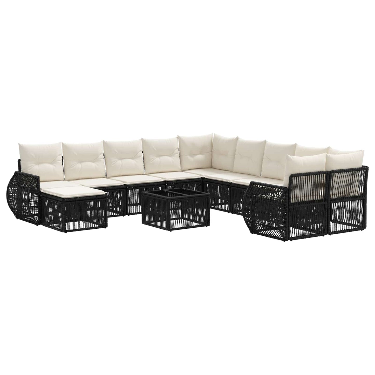 Tuinbankenset 12 pcs Zwart poly rattan is nu te koop bij PeponiXL, paradijselijk wonen!