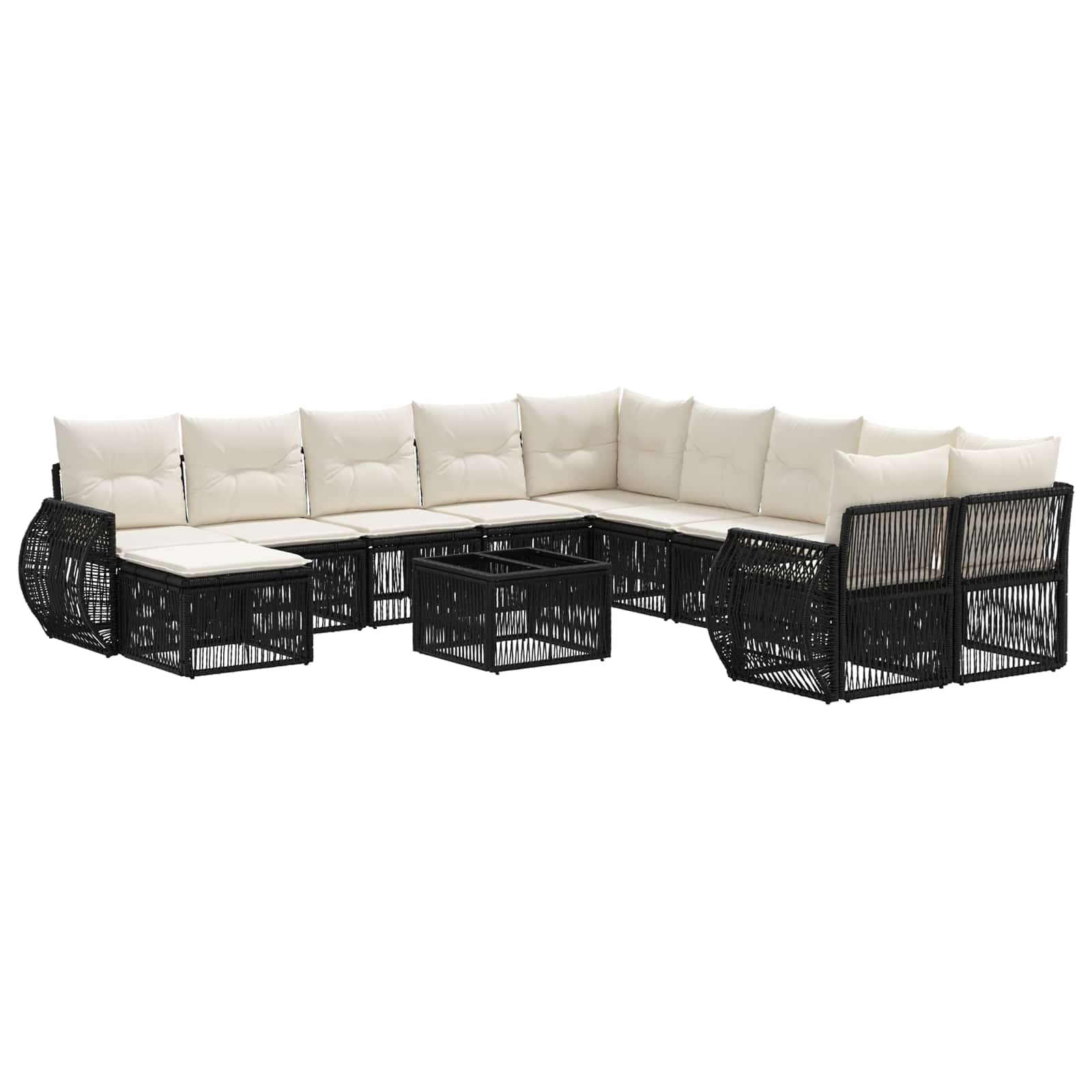 Tuinbankenset 12 pcs Zwart poly rattan is nu te koop bij PeponiXL, paradijselijk wonen!