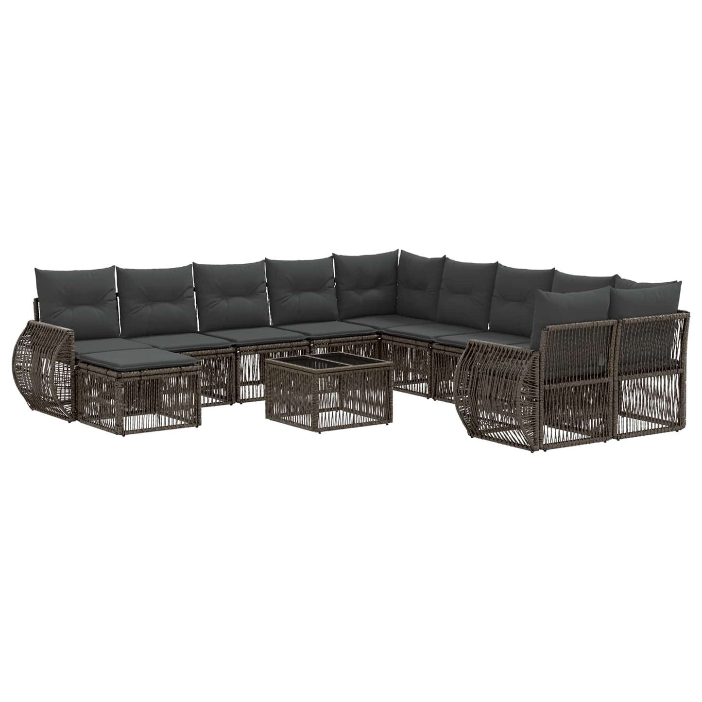 Tuinbankenset 12 pcs Grijs poly rattan is nu te koop bij PeponiXL, paradijselijk wonen!