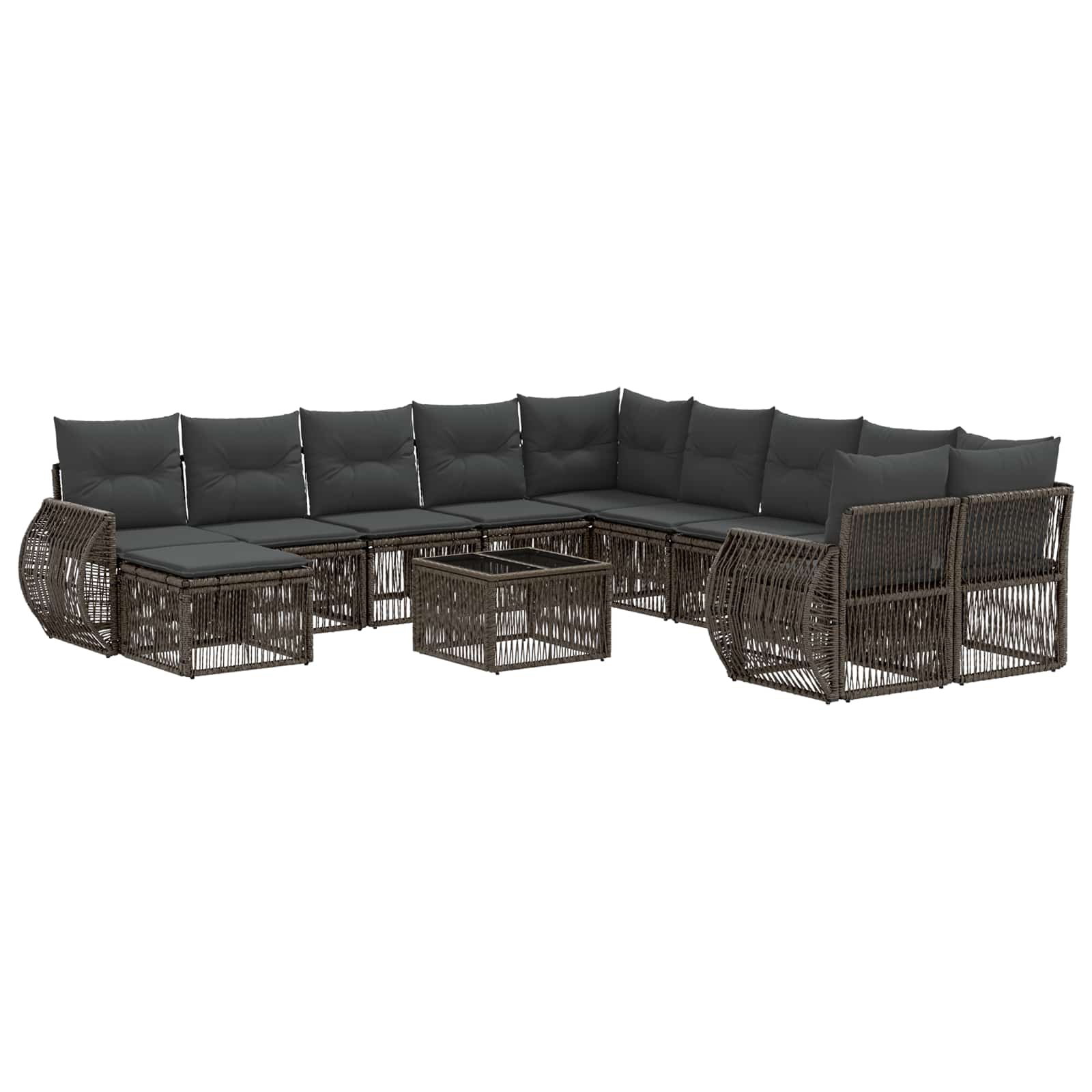 Tuinbankenset 12 pcs Grijs poly rattan is nu te koop bij PeponiXL, paradijselijk wonen!