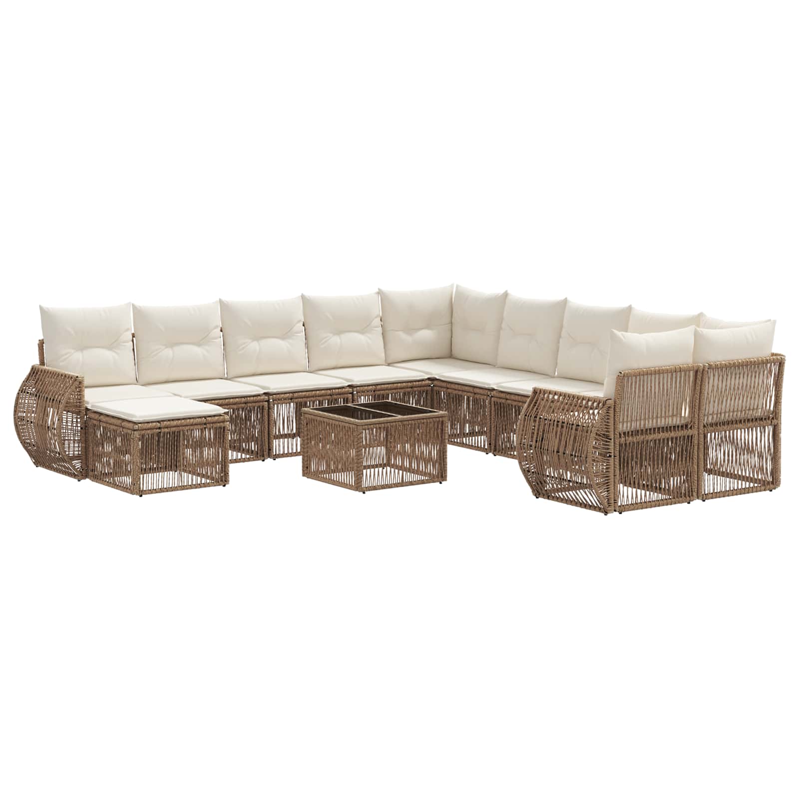Tuinbankenset 12 pcs Beige poly rattan is nu te koop bij PeponiXL, paradijselijk wonen!