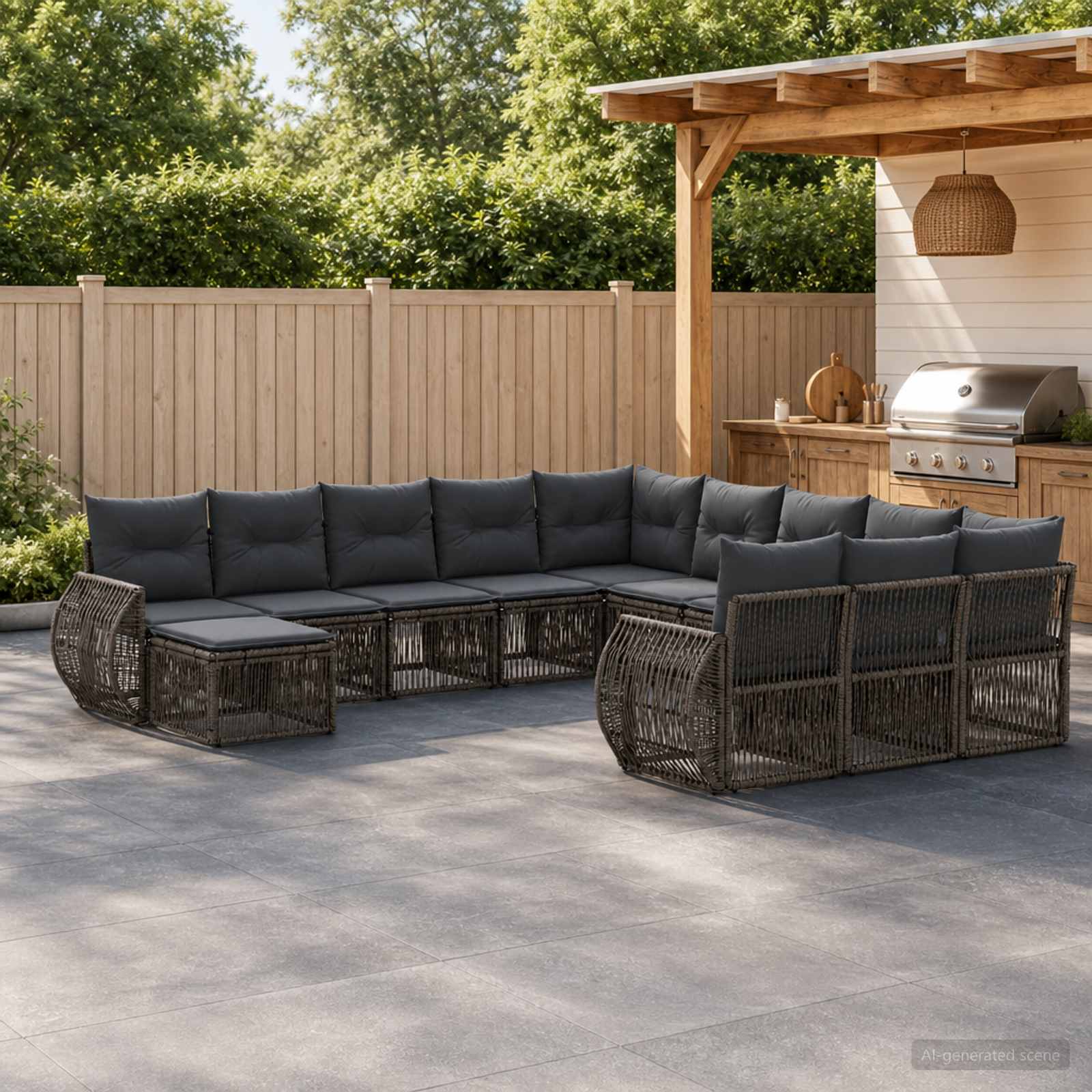 Tuinbankenset 12 pcs Grijs poly rattan is nu te koop bij PeponiXL, paradijselijk wonen!