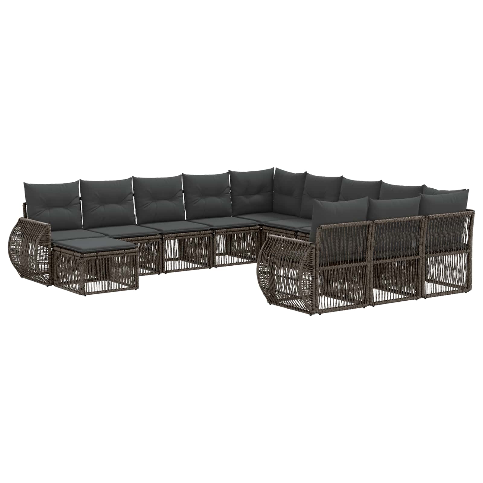 Tuinbankenset 12 pcs Grijs poly rattan is nu te koop bij PeponiXL, paradijselijk wonen!