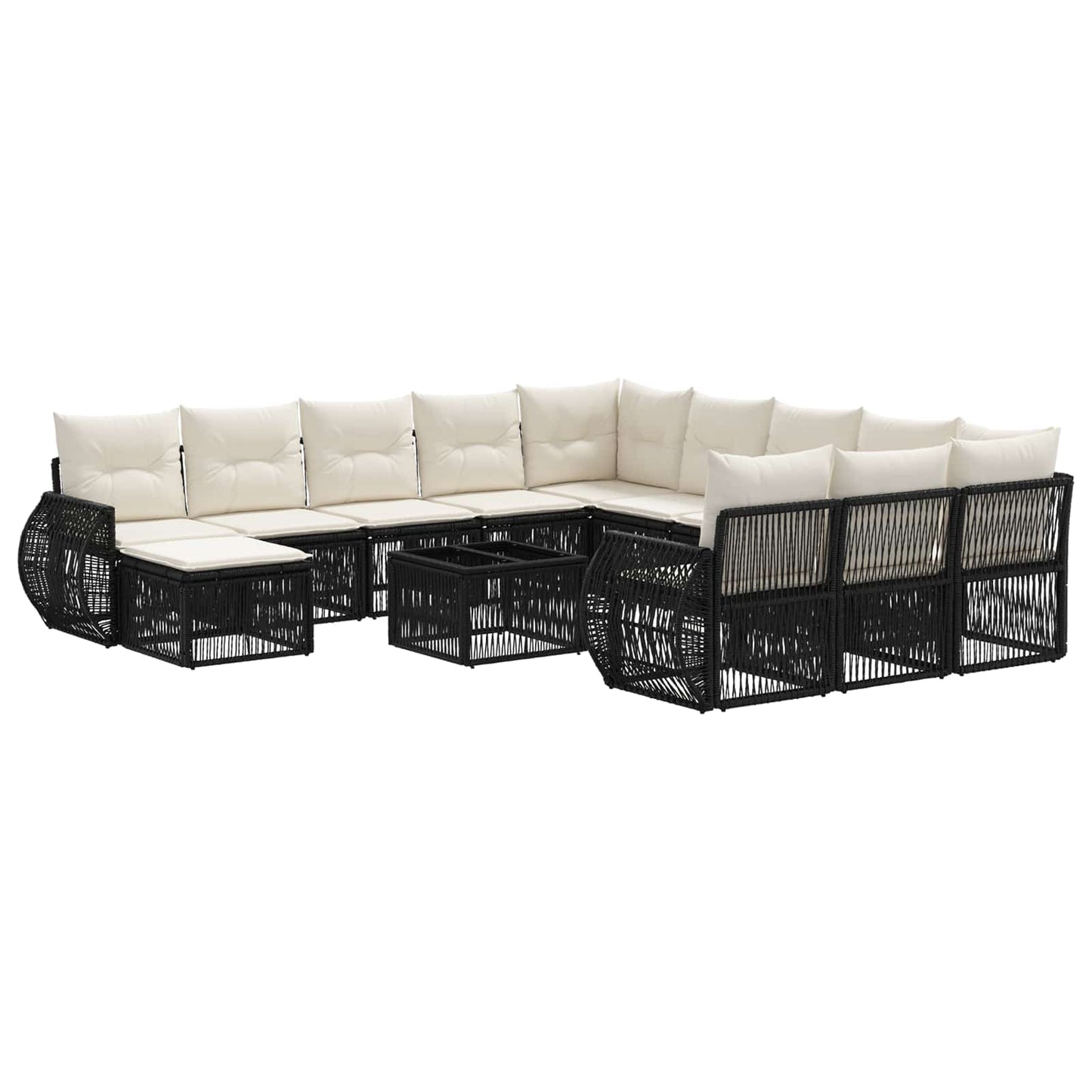 Tuinbankenset 13 pcs Zwart poly rattan is nu te koop bij PeponiXL, paradijselijk wonen!
