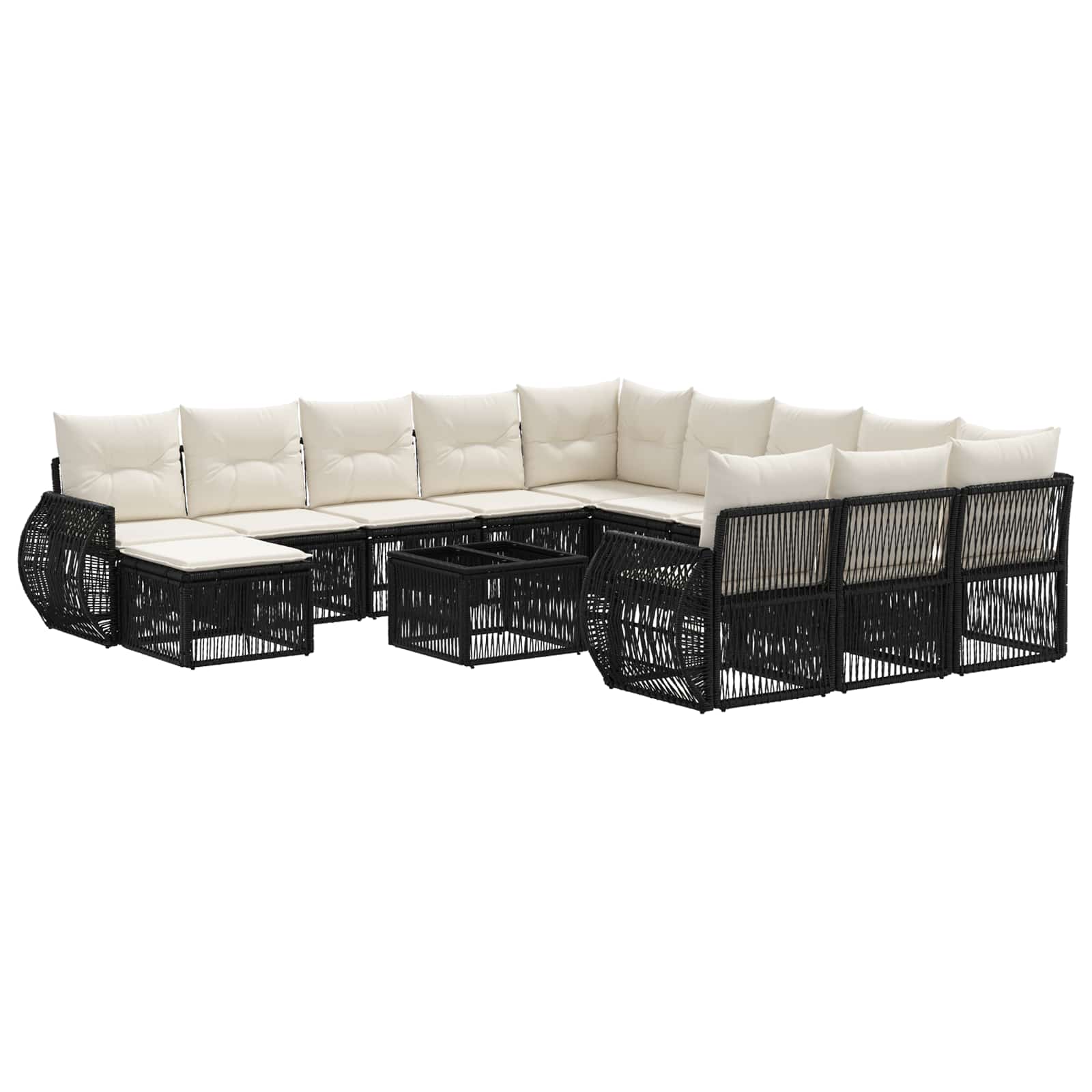 Tuinbankenset 13 pcs Zwart poly rattan is nu te koop bij PeponiXL, paradijselijk wonen!