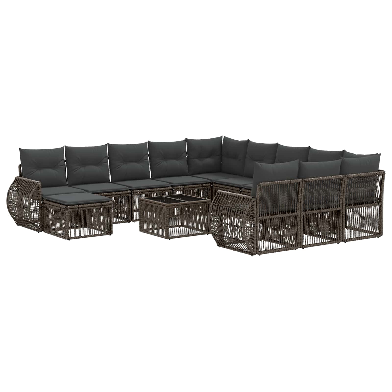 Tuinbankenset 13 pcs Grijs poly rattan is nu te koop bij PeponiXL, paradijselijk wonen!