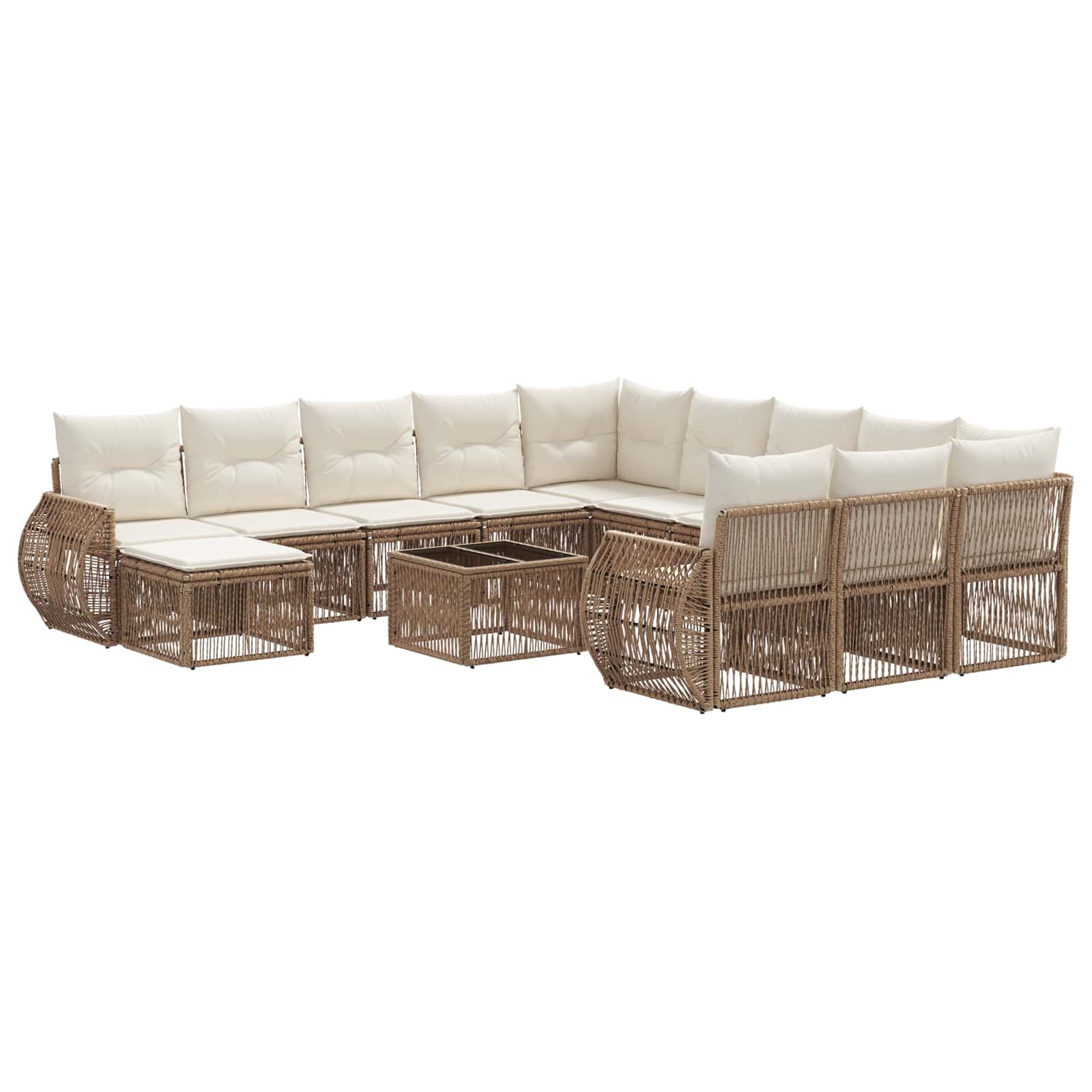 Tuinbankenset 13 pcs Beige poly rattan is nu te koop bij PeponiXL, paradijselijk wonen!