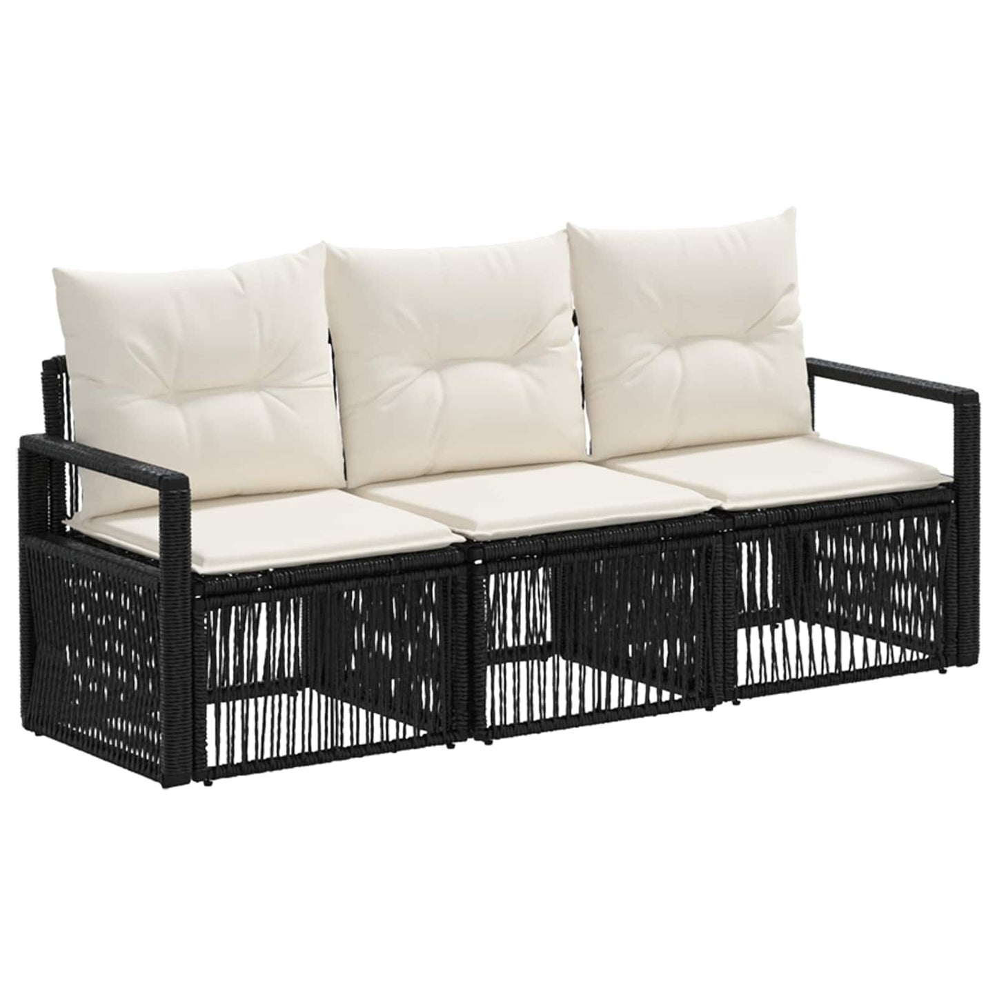 Tuinbankenset 3 pcs Zwart poly rattan is nu te koop bij PeponiXL, paradijselijk wonen!